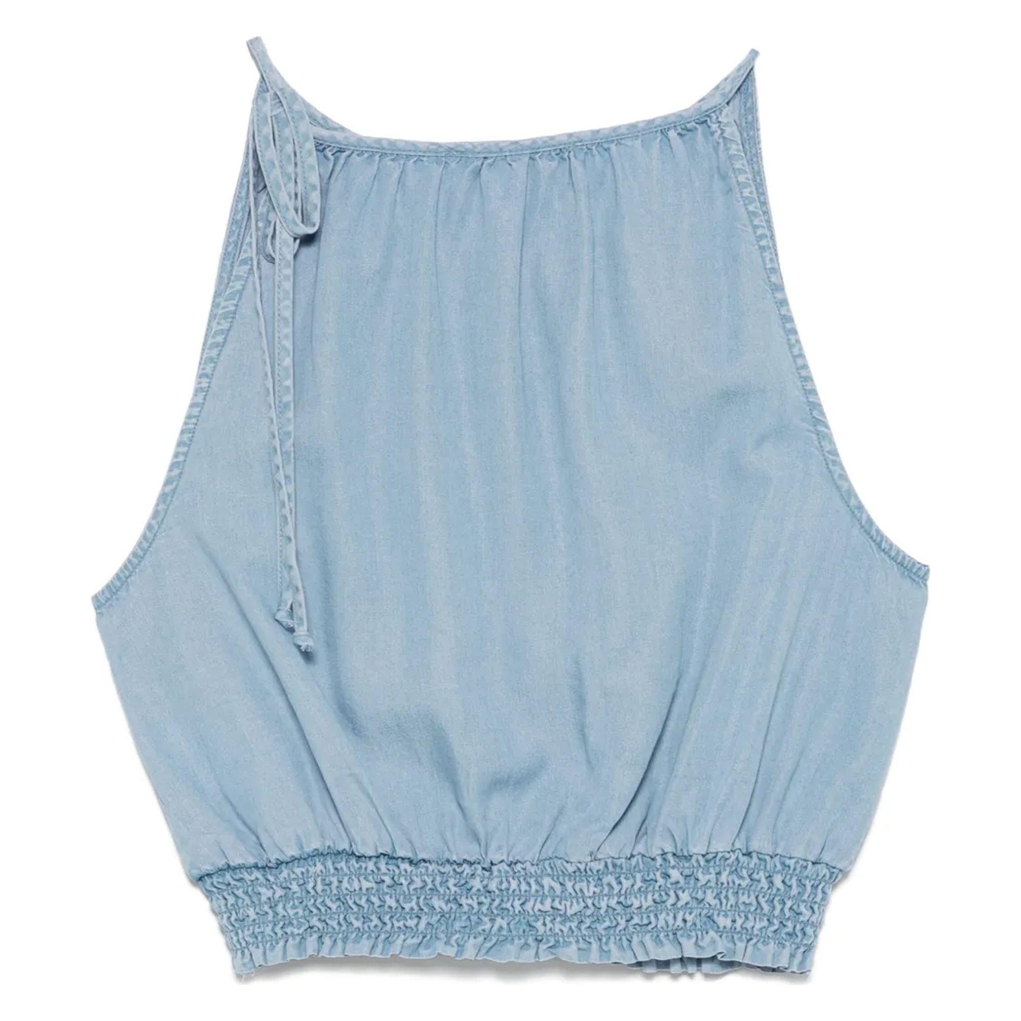 DKNY Marškiniai be rankovių moterims, Mėlyna, Smocked waist croppe 2