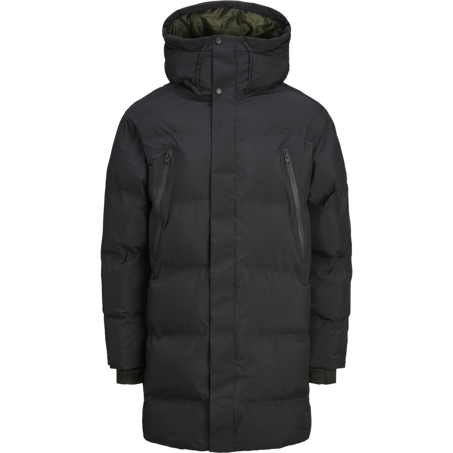 JACK & JONES Pūkinis paltas vyrams, Juoda, Alpha long puffer 1