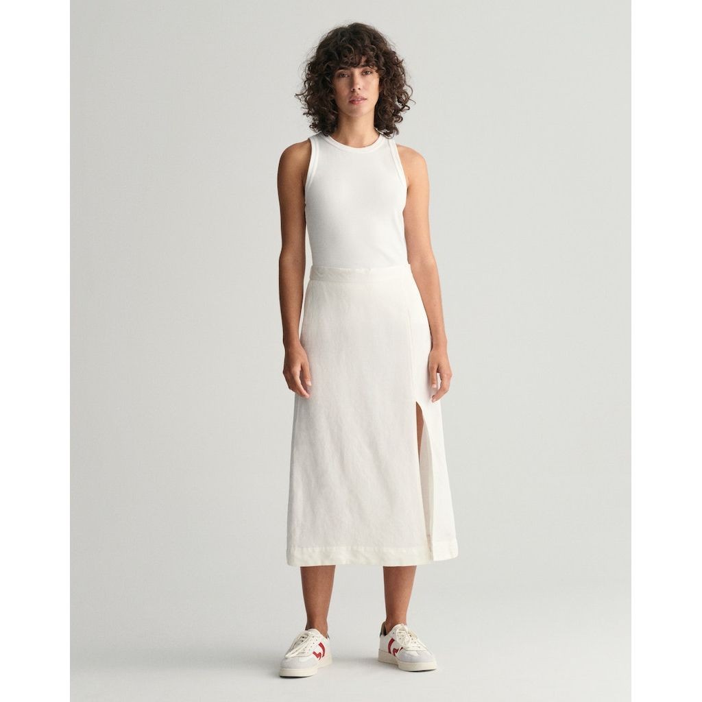 GANT Midi sijonas moterims, Geltona, REL MIDI LINEN BLEND SKIRT 2