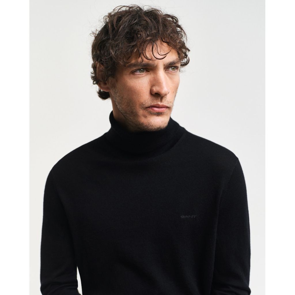 GANT Megztinis su kaklu vyrams, Juoda, Extrafine merino turtleneck 4