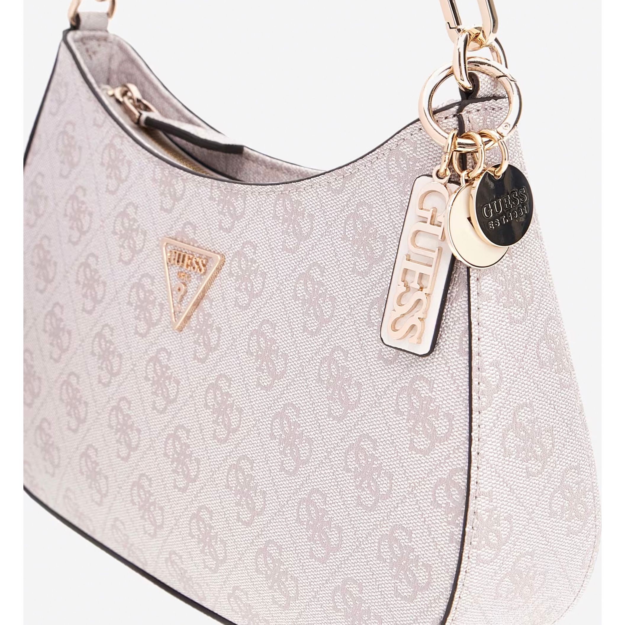 GUESS Rankinė per petį moterims, Smėlio, Noelle top zip shoulder bag 4