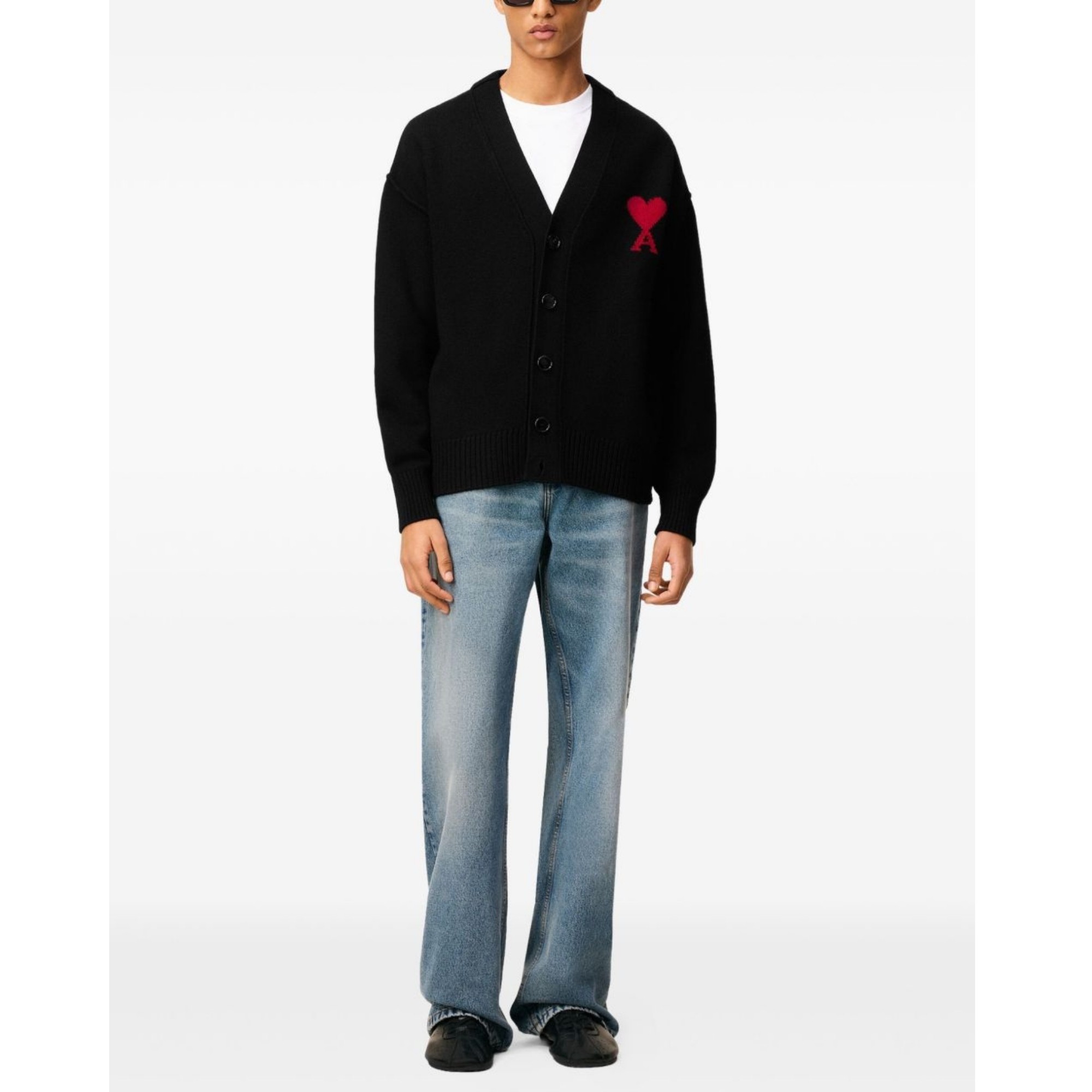 AMI PARIS Kardiganas, Juoda, Cardigan with contrasted 2