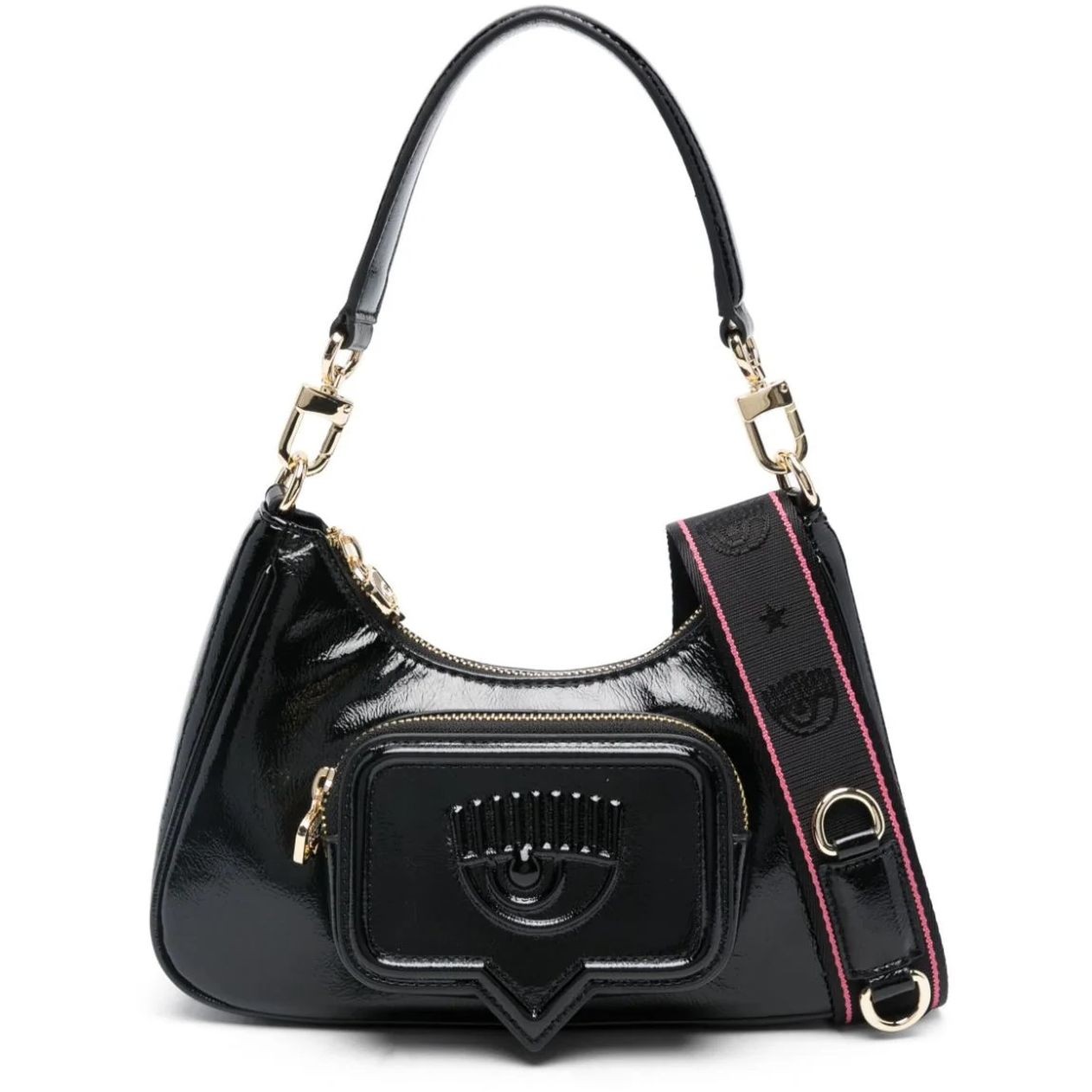 CHIARA FERRAGNI Rankinė, krepšys moterims, Juoda, Eyelike pocket  hobo bag 1