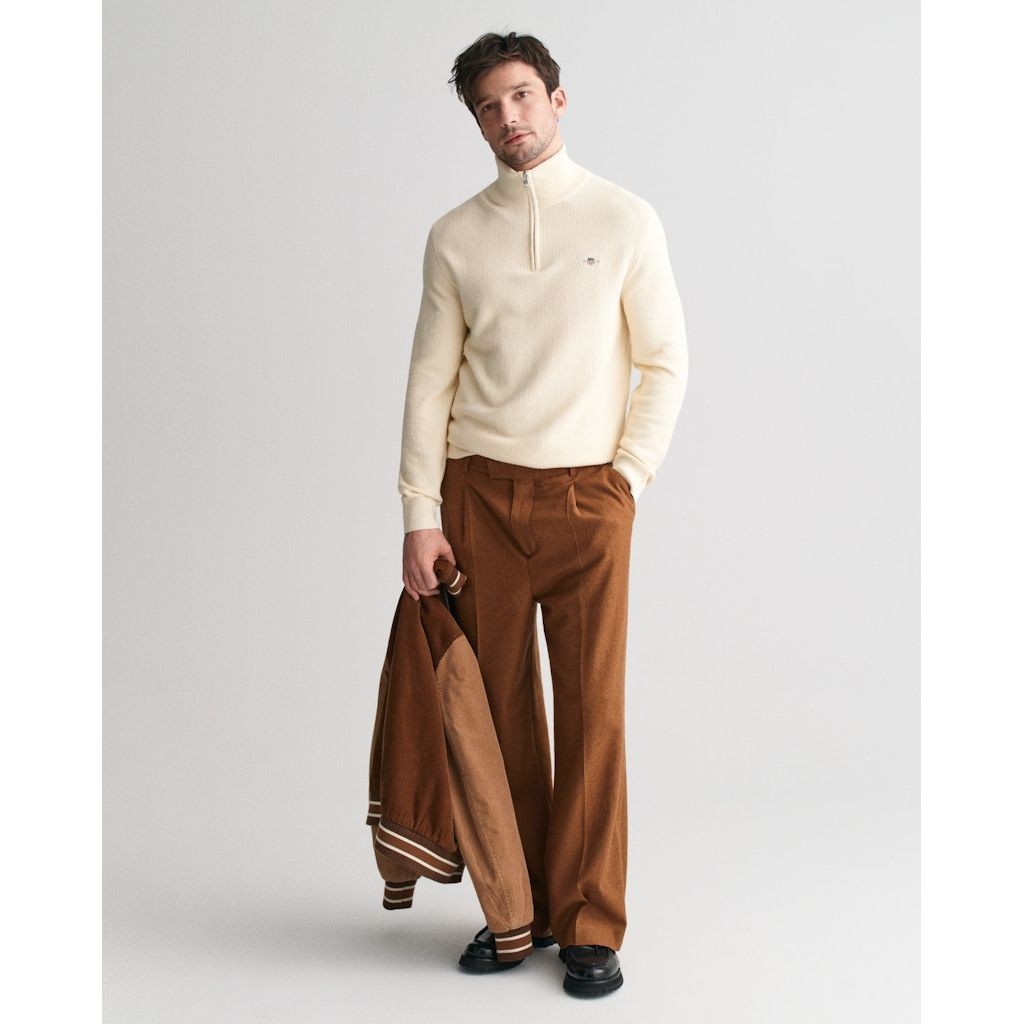 GANT Megztinis vyrams, Smėlio, Cotton micro textured sweater 5