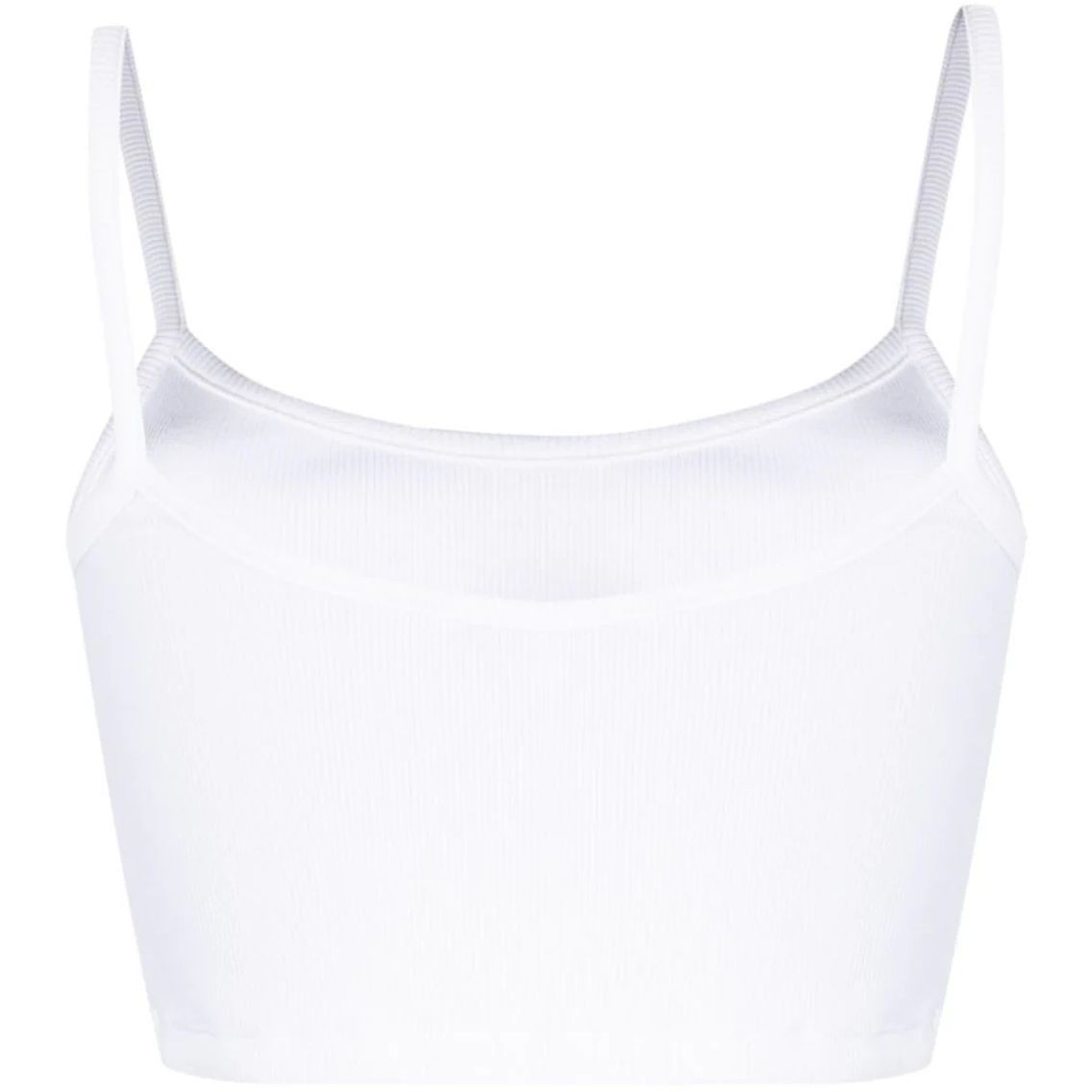 CALVIN KLEIN JEANS Marškiniai be rankovių moterims, Balta, Badge rib bralette top 2