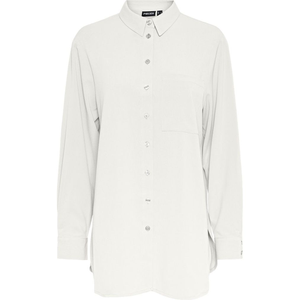 PIECES Marškiniai ilgomis rankovėmis moterims, Balta, Mei loose long shirt 1