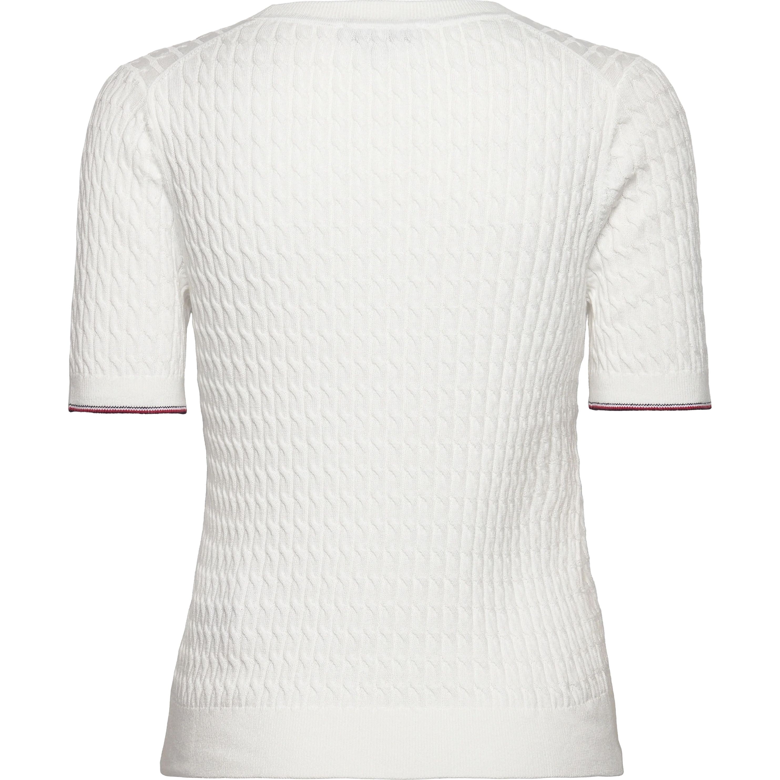 TOMMY HILFIGER Marškinėliai trump. rankovėmis moterims, Balta, Co cable c-nk ss swt 2