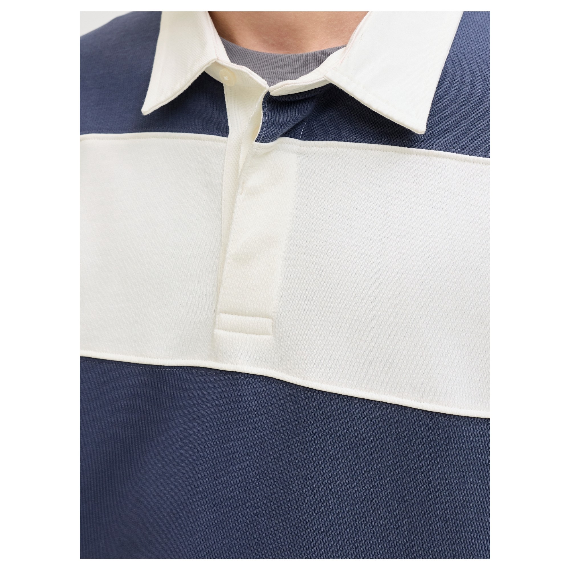 JACK & JONES Polo marškiniai ilgos rank. vyrams, Mėlyna, Upstate blocking sweat 4
