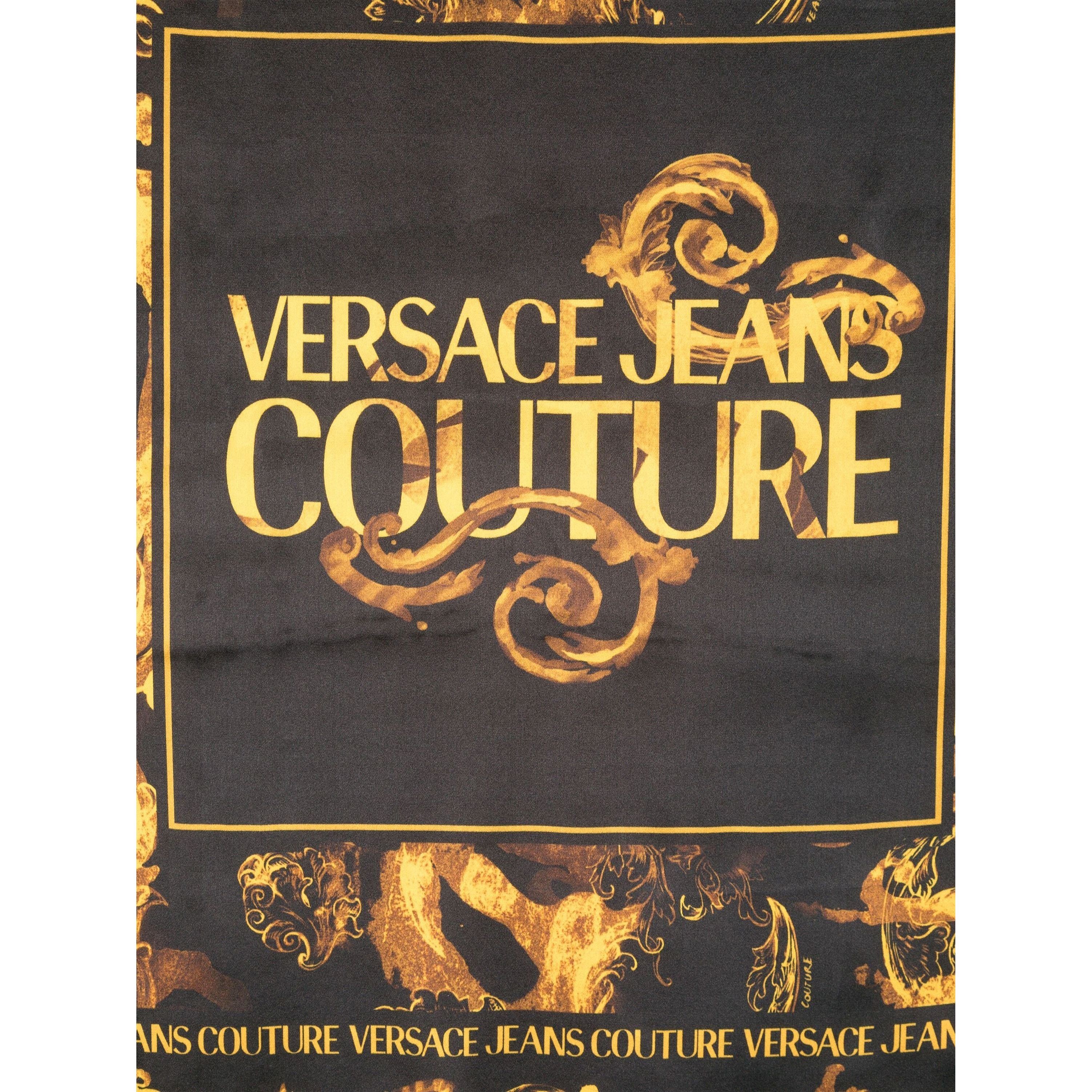 VERSACE JEANS CUTURE Šalikas moterims, Juoda, Barocco-print silk scarf 2