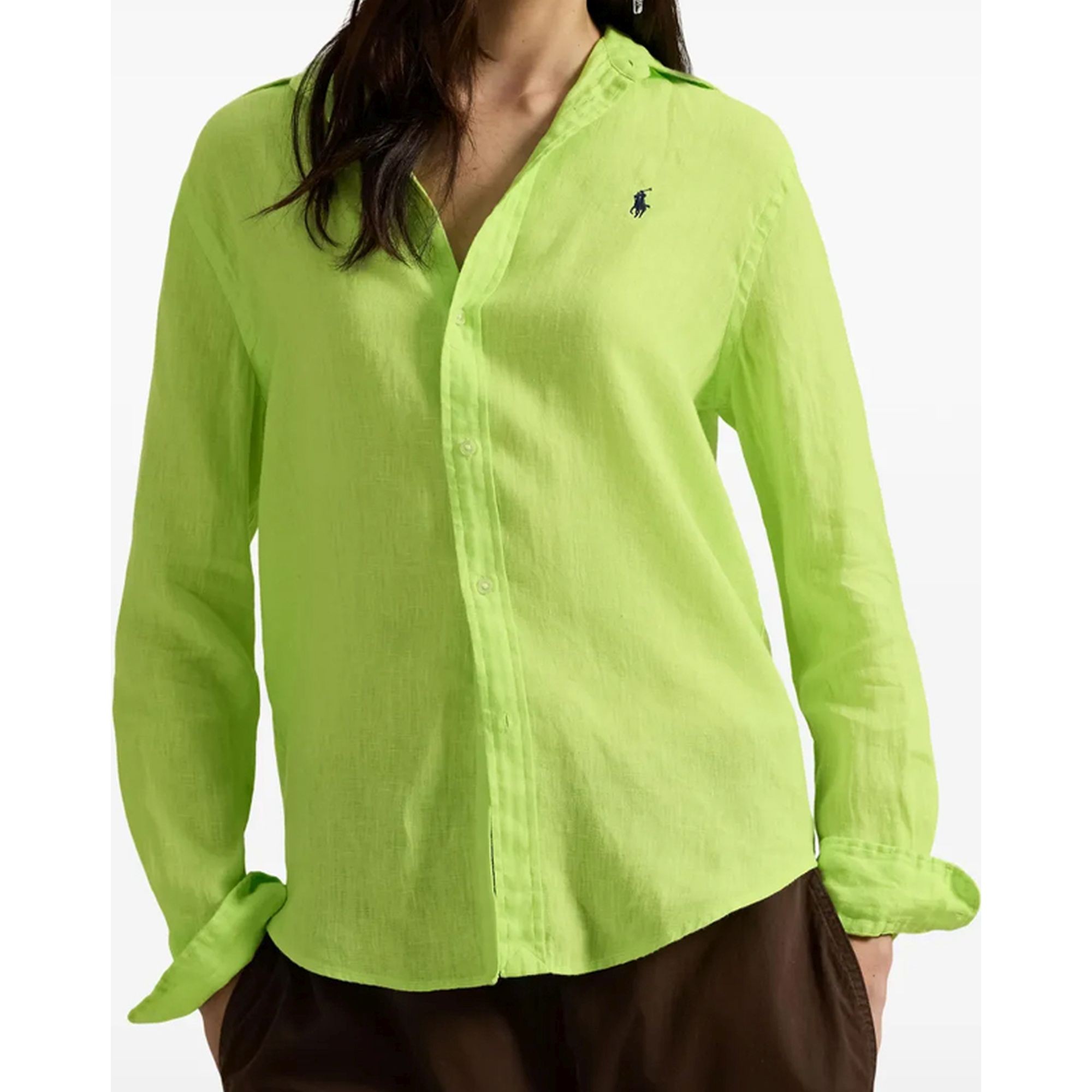 POLO RALPH LAUREN Marškiniai ilgomis rankovėmis moterims, Žalia, Long sleeve-button front shirt 2