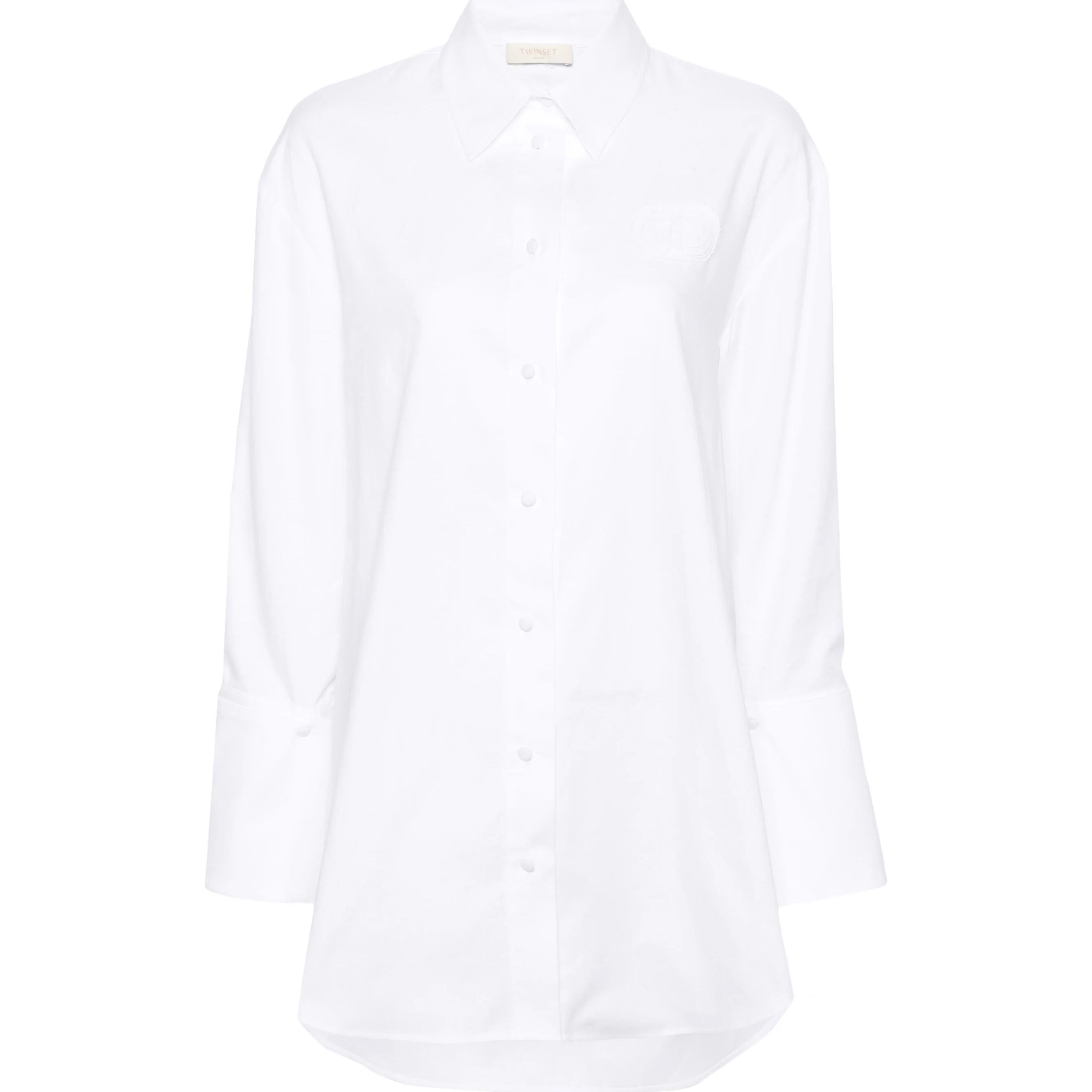 TWINSET Marškiniai ilgomis rankovėmis moterims, Balta, Logo detachable-cuffs shirt
