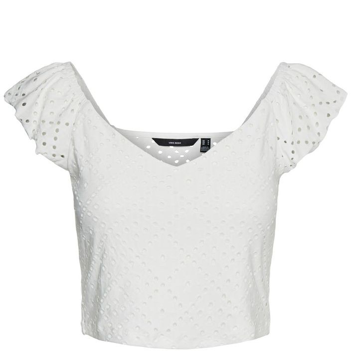 VERO MODA Palaidinės moterims, Balta, VMTASSA SL CROP TOP J
