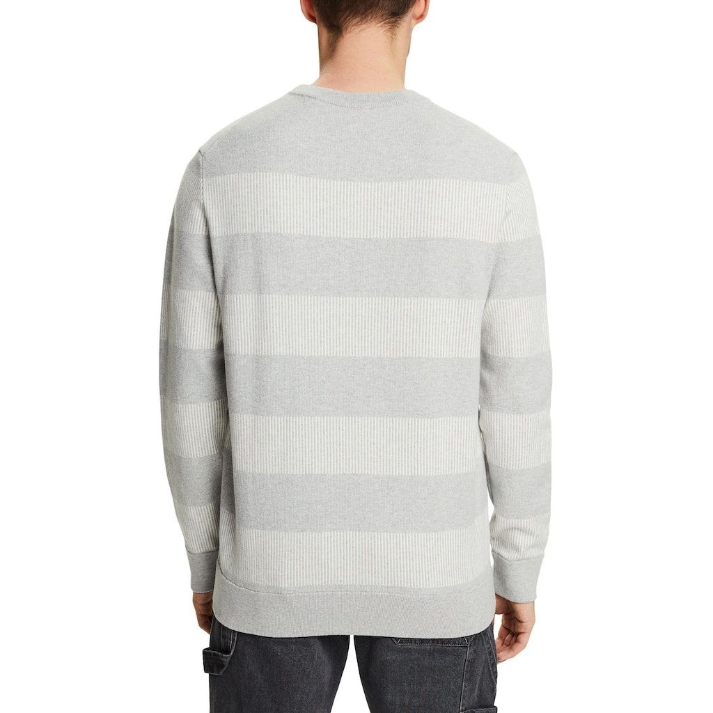 ESPRIT Megztinis vyrams, Pilka, Striped Rib-Knit Sweater 3
