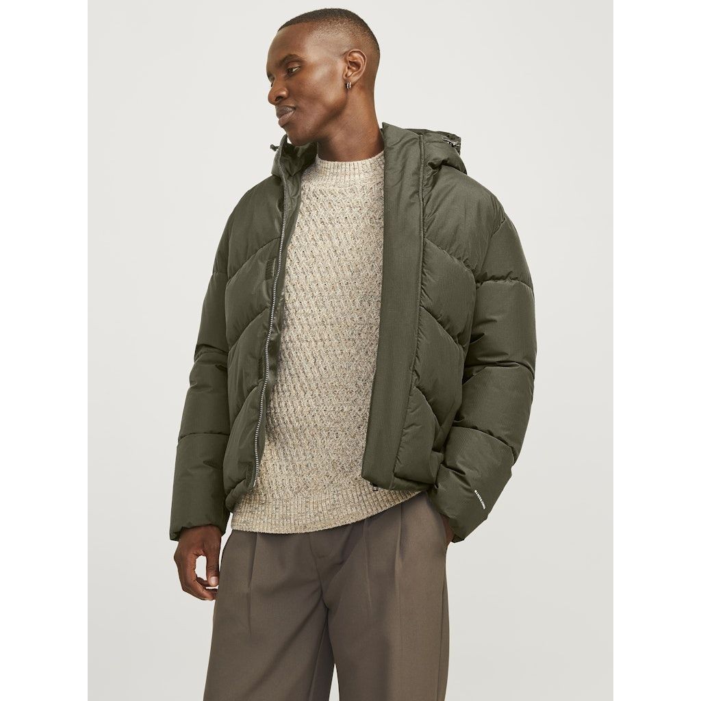JACK & JONES Pūkinė striukė vyrams, Chaki, World puffer jacket 5