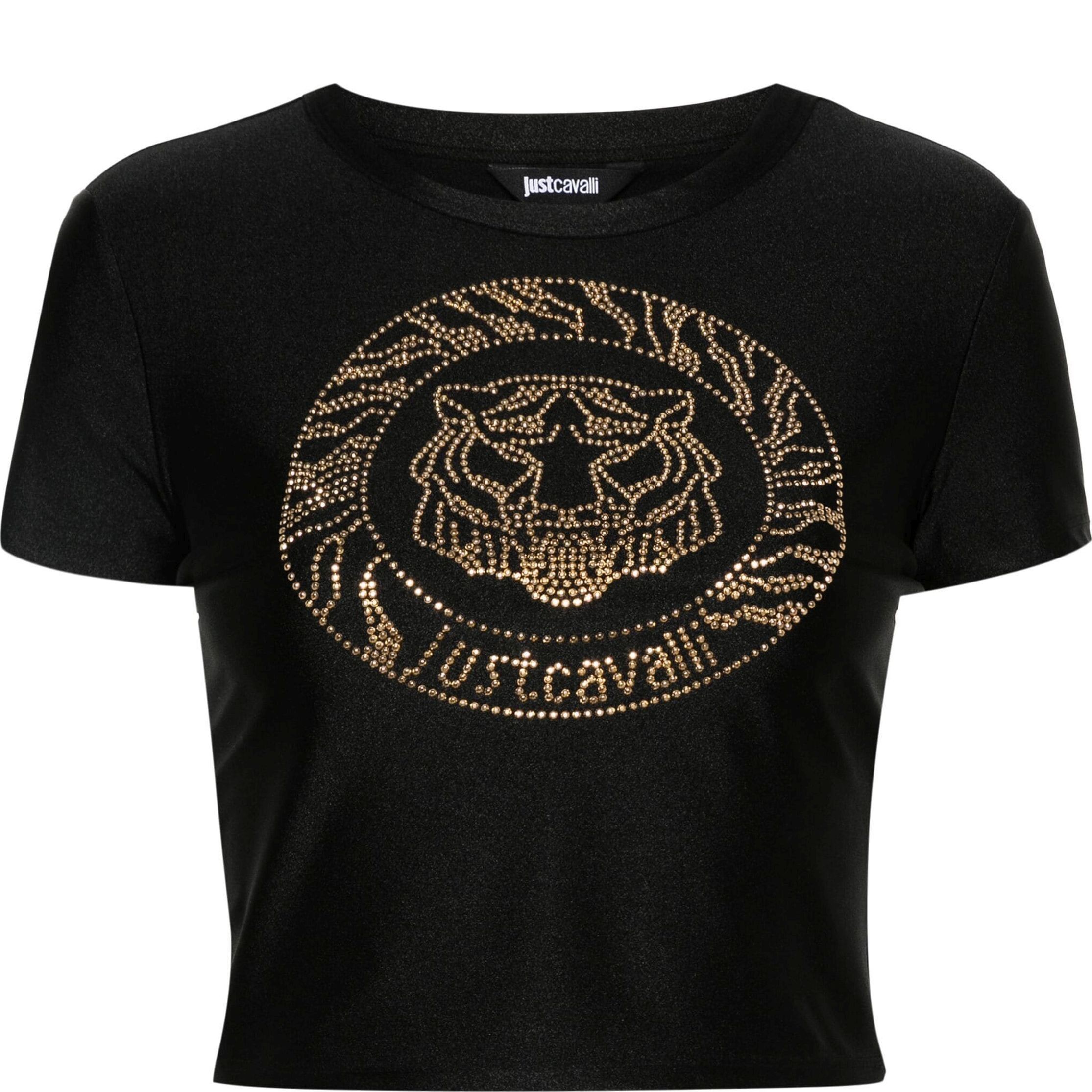 JUST CAVALI Marškinėliai trump. rankovėmis moterims, Juoda, Logo-print t-shirt