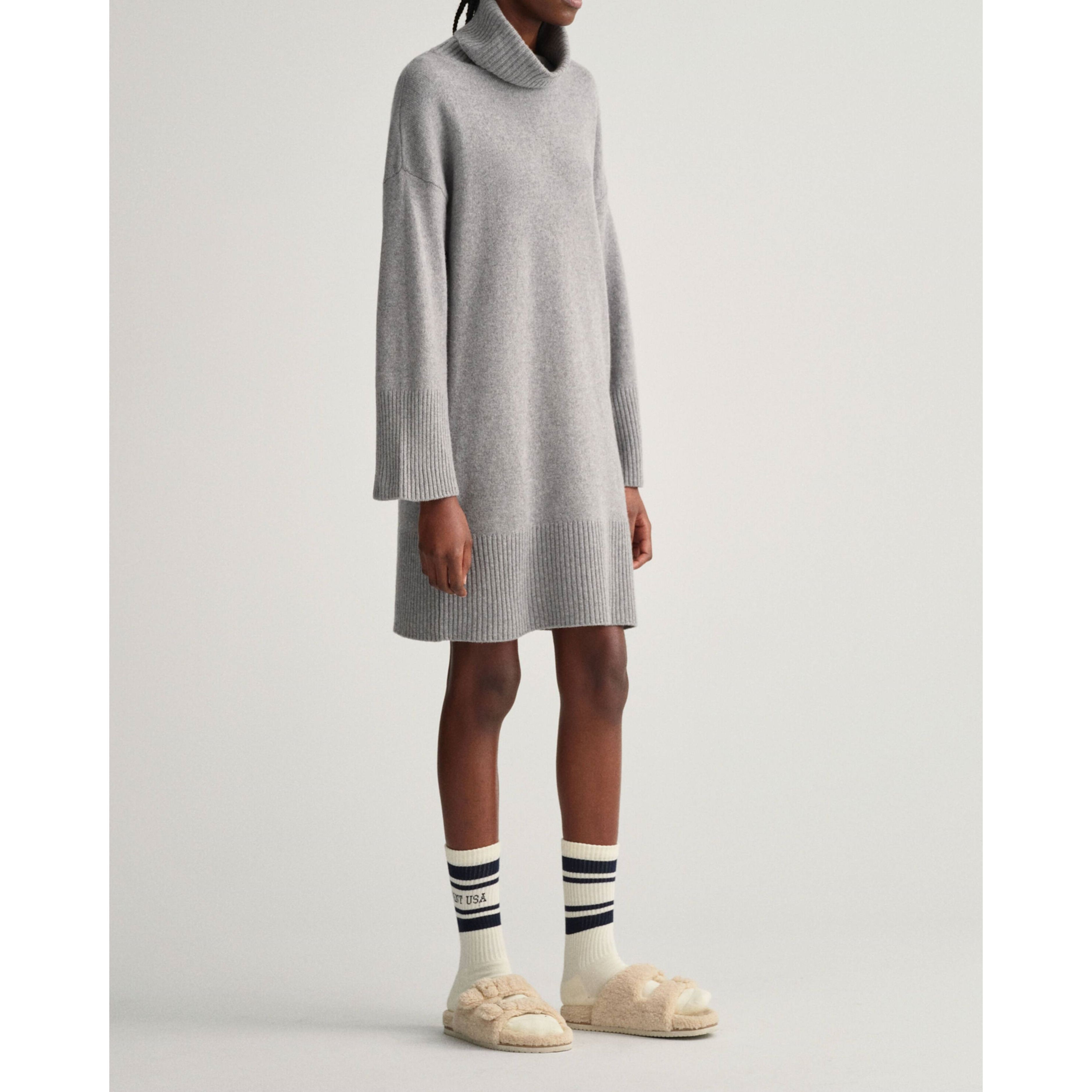 GANT Midi suknelė moterims, Pilka, LOUNGE ROLLNECK DRESS 4
