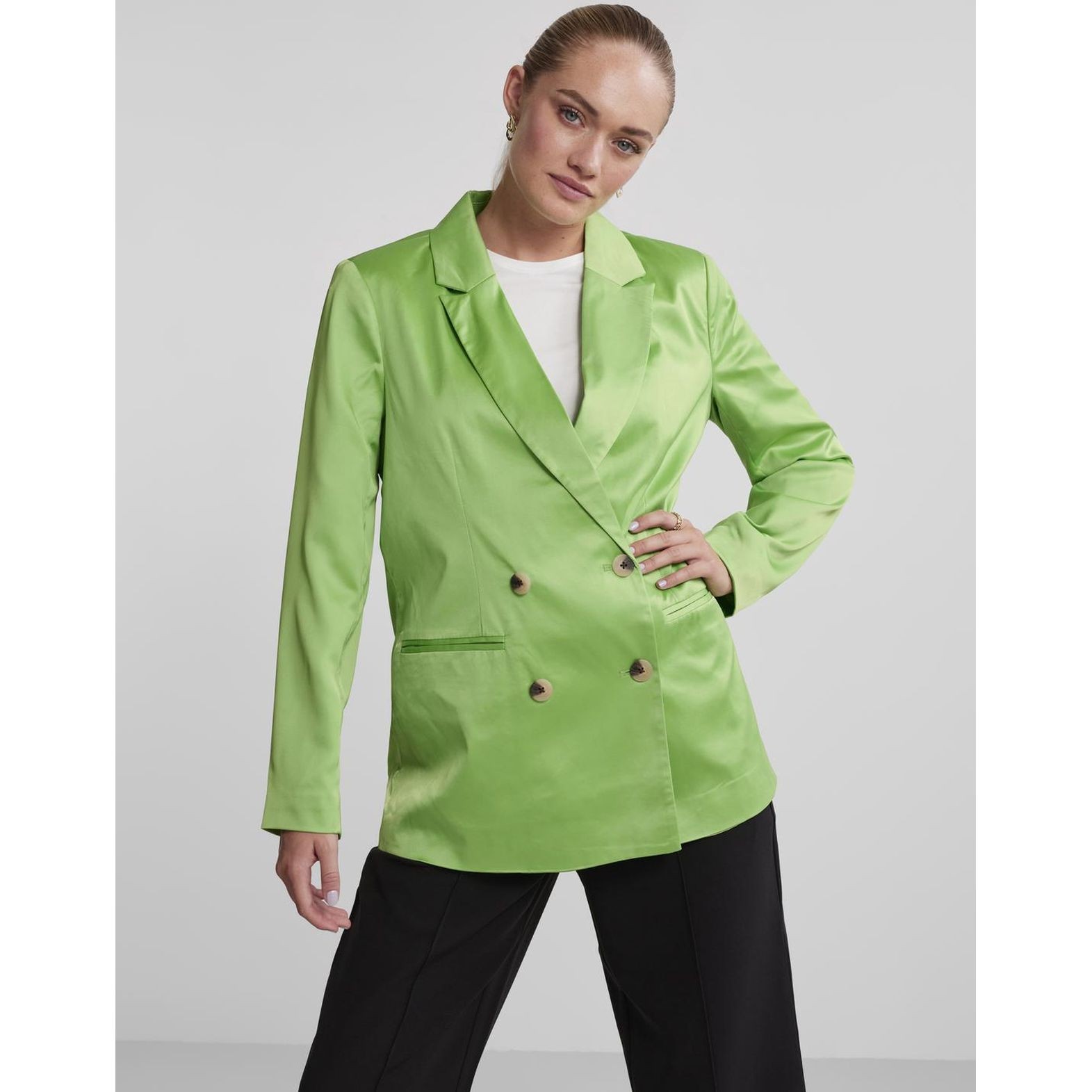 PIECES Švarkas moterims, Žalia, PCMASJA LS BLAZER 2