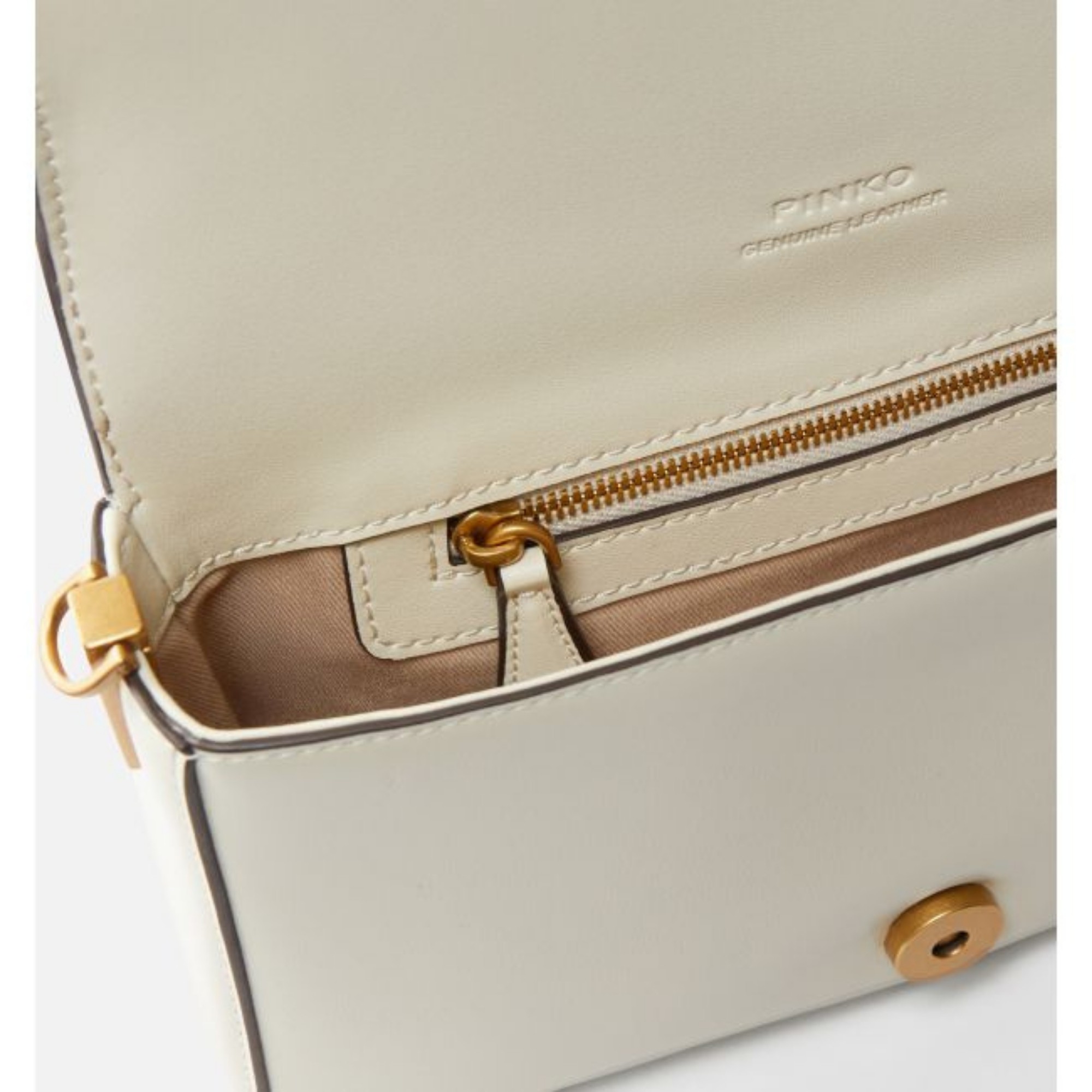 PINKO Rankinė per petį moterims, Balta, Love one mini slouchy mb+charm 3