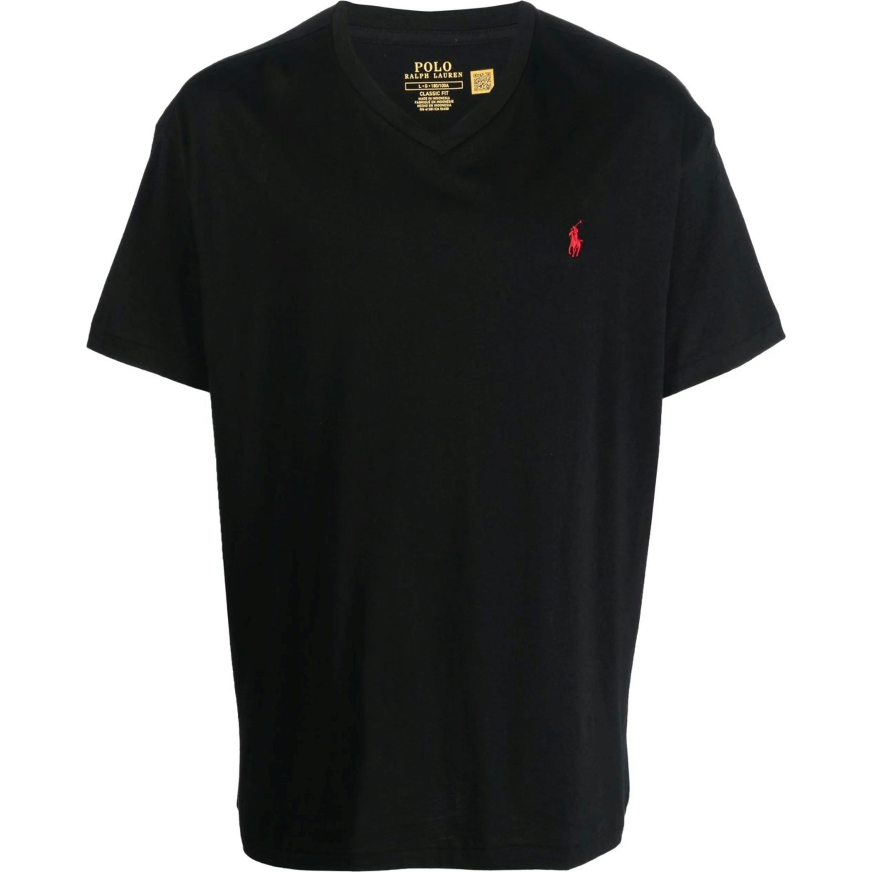 POLO RALPH LAUREN Marškinėliai trump. rankovėmis vyrams, Juoda, Classic fit v-neck t-shirt 1