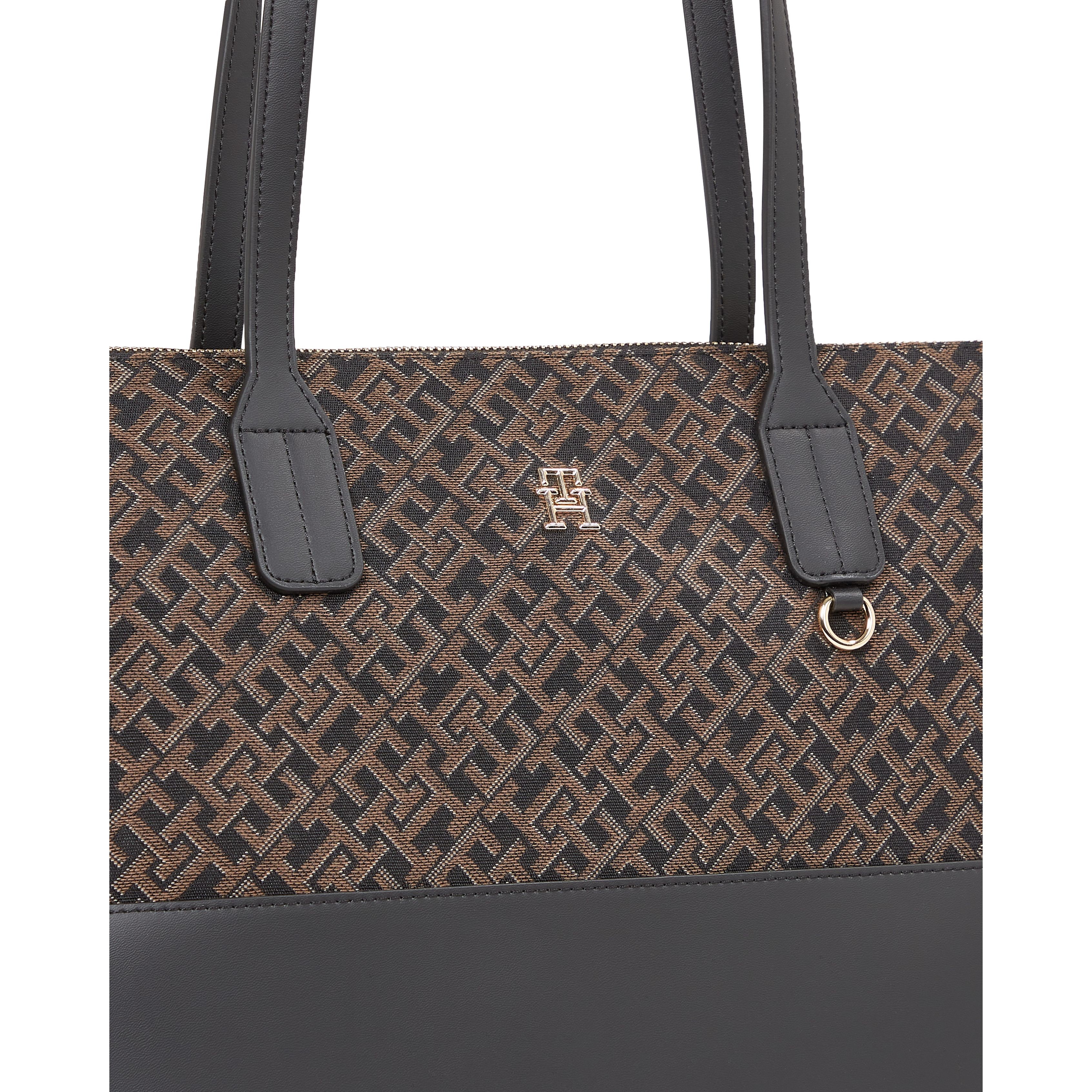 TOMMY HILFIGER Pirkinių krepšys moterims, Juoda, Jacquard tote 3