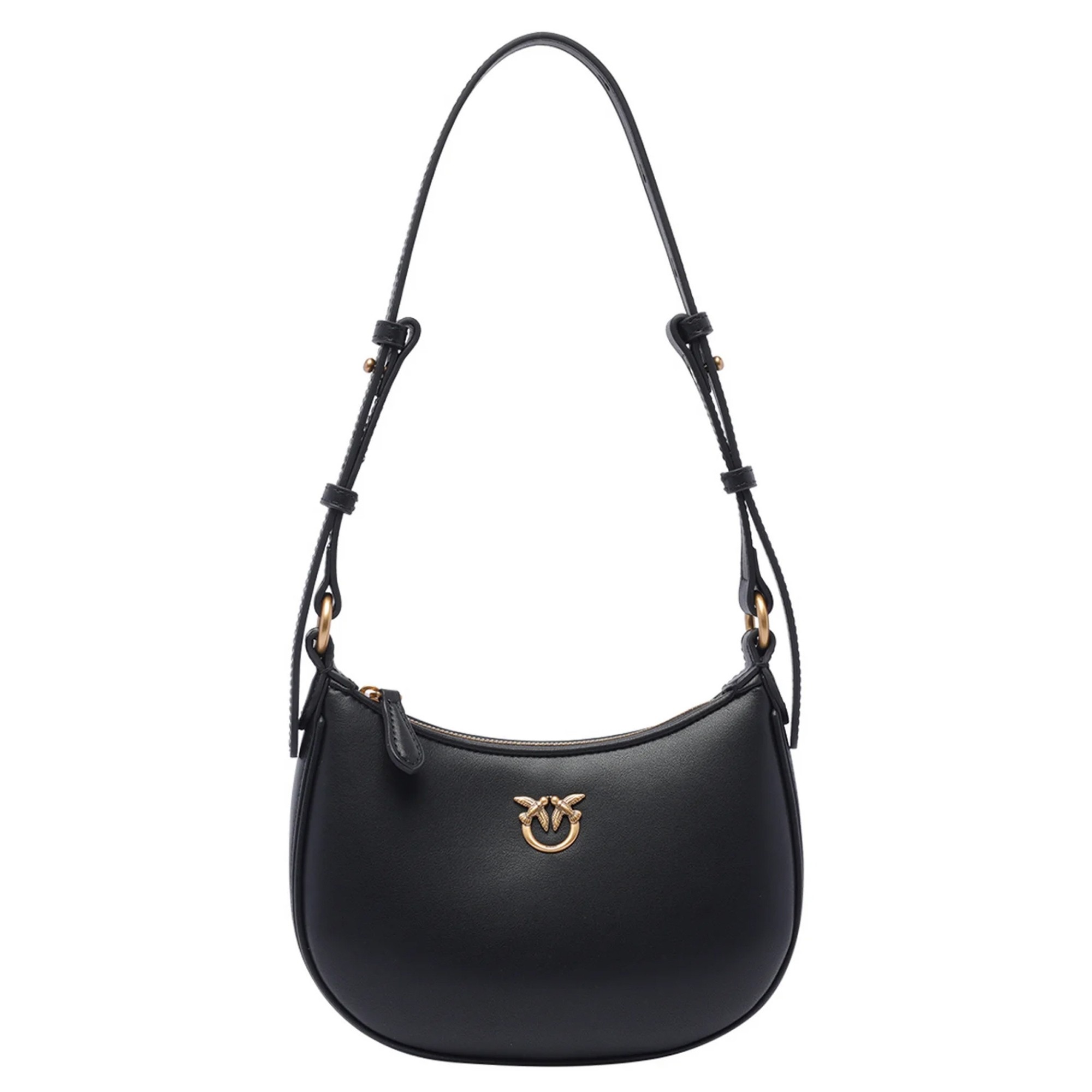 PINKO Rankinė moterims, Juoda, Half moon baby vitello seta 1