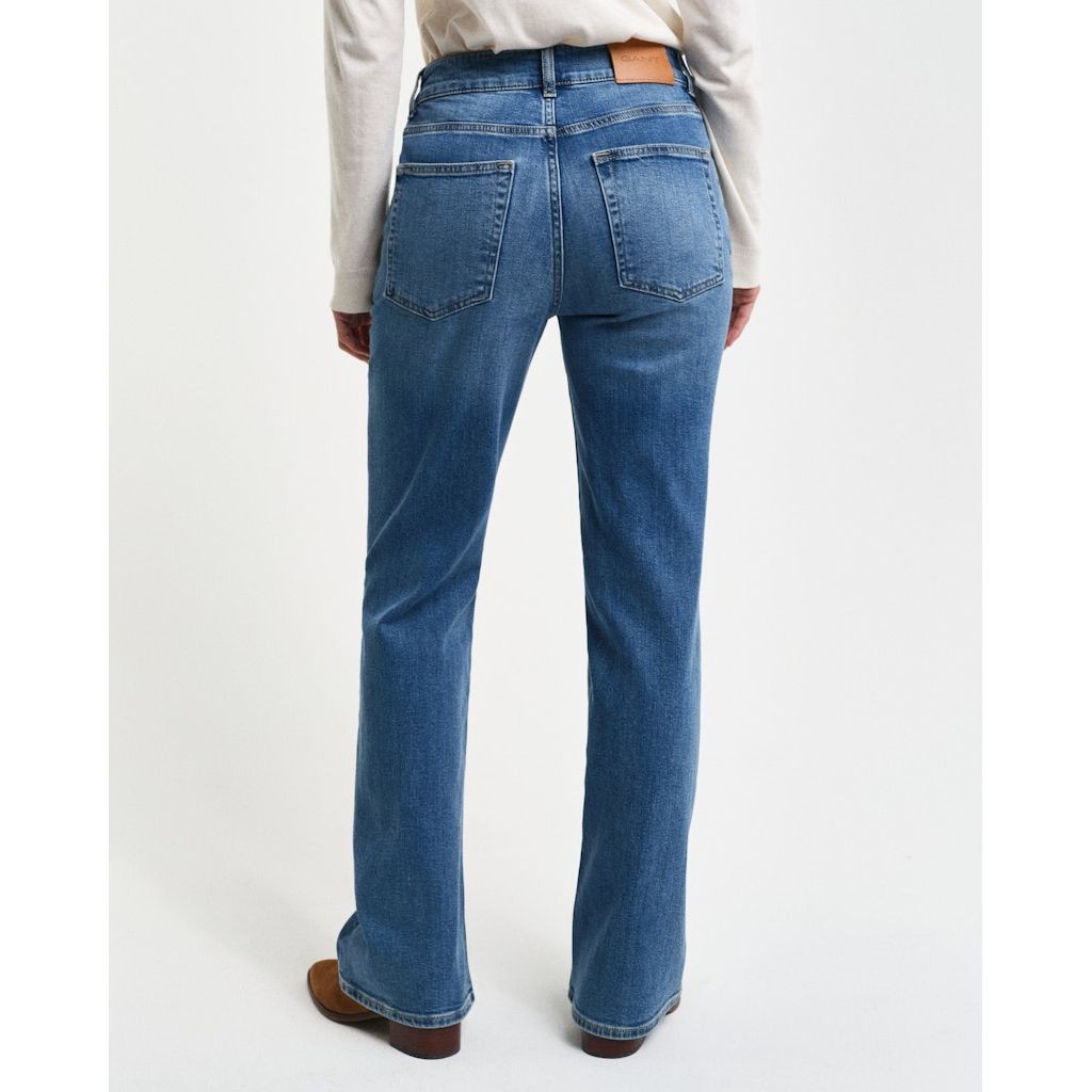 GANT Platėjantys džinsai moterims, Mėlyna, Slim flare jeans 3