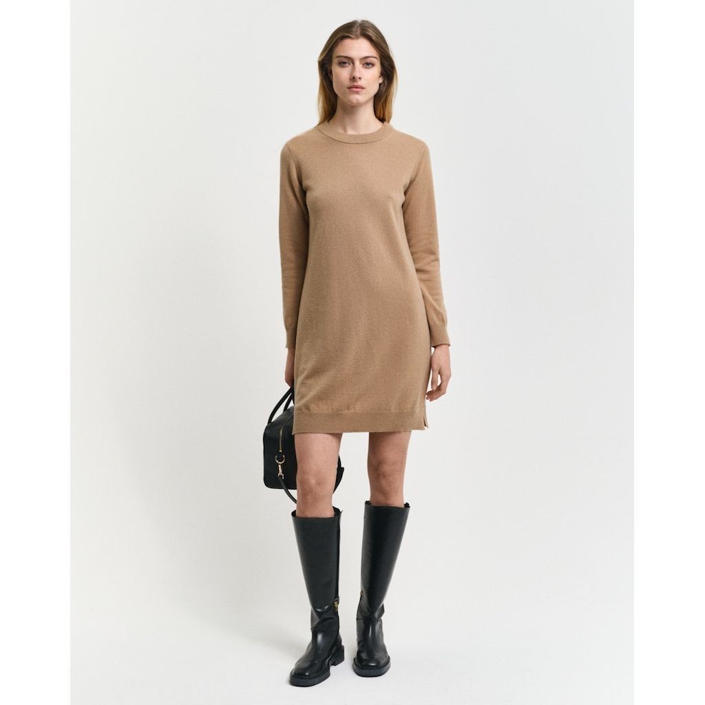 GANT Midi suknelė moterims, Ruda, Superfine lambswool dress 5