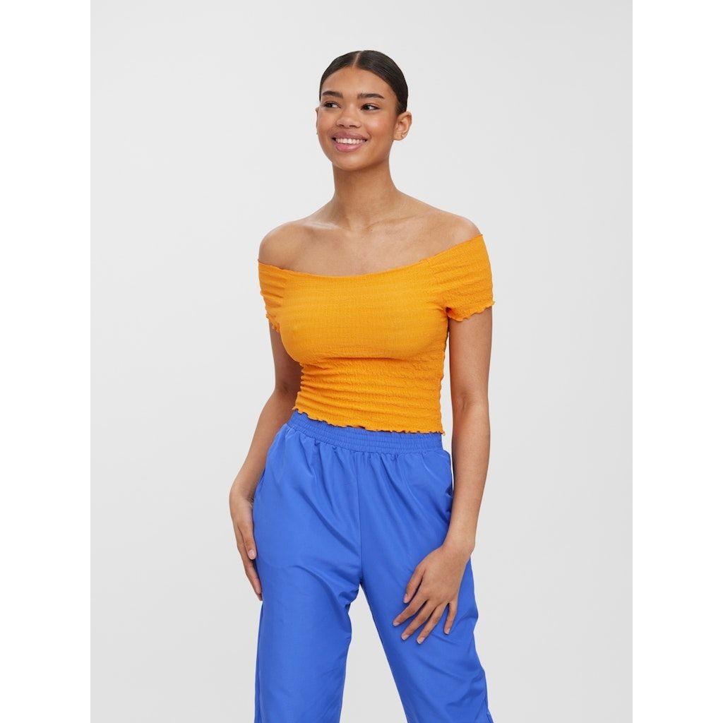 VERO MODA Palaidinės moterims, Oranžinė, VMNYNNE SS OFF SHOULD 2