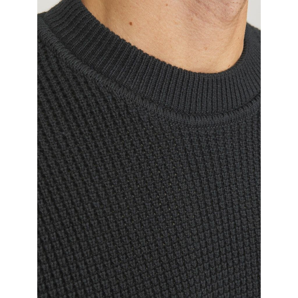 JACK & JONES Megztinis vyrams, Juoda, Viggo waffle knit crew neck 4