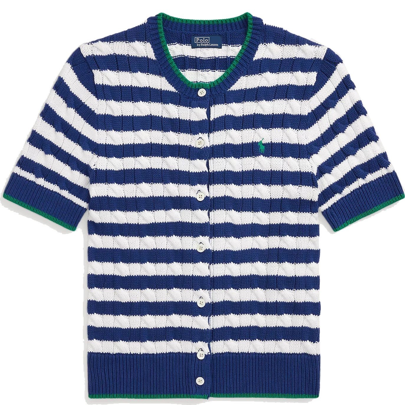 POLO RALPH LAUREN Kardiganas moterims, Mėlyna, Short sleeve cardigan