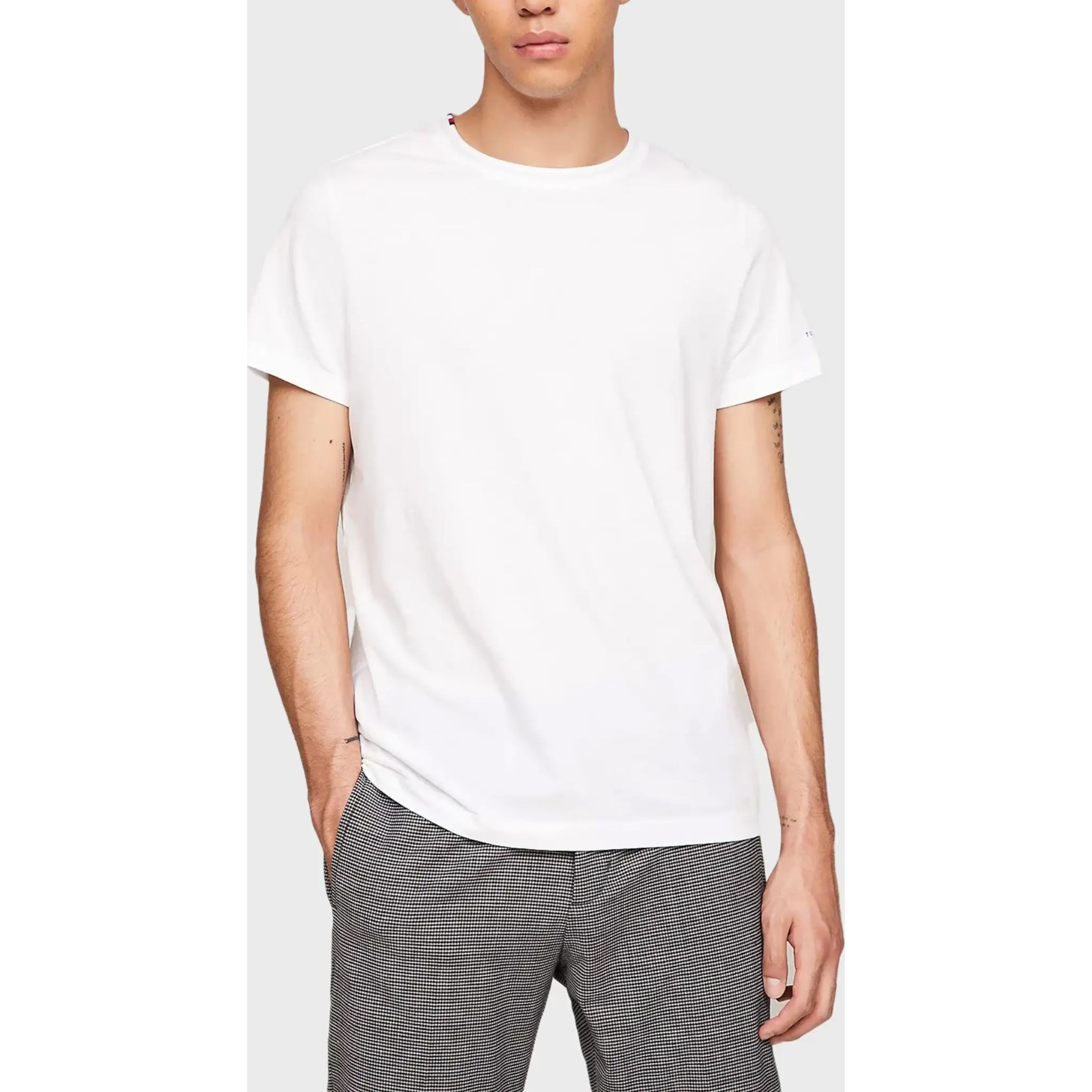 TOMMY HILFIGER Marškinėliai trump. rankovėmis vyrams, Balta, Tommy logo sleeve tee 2