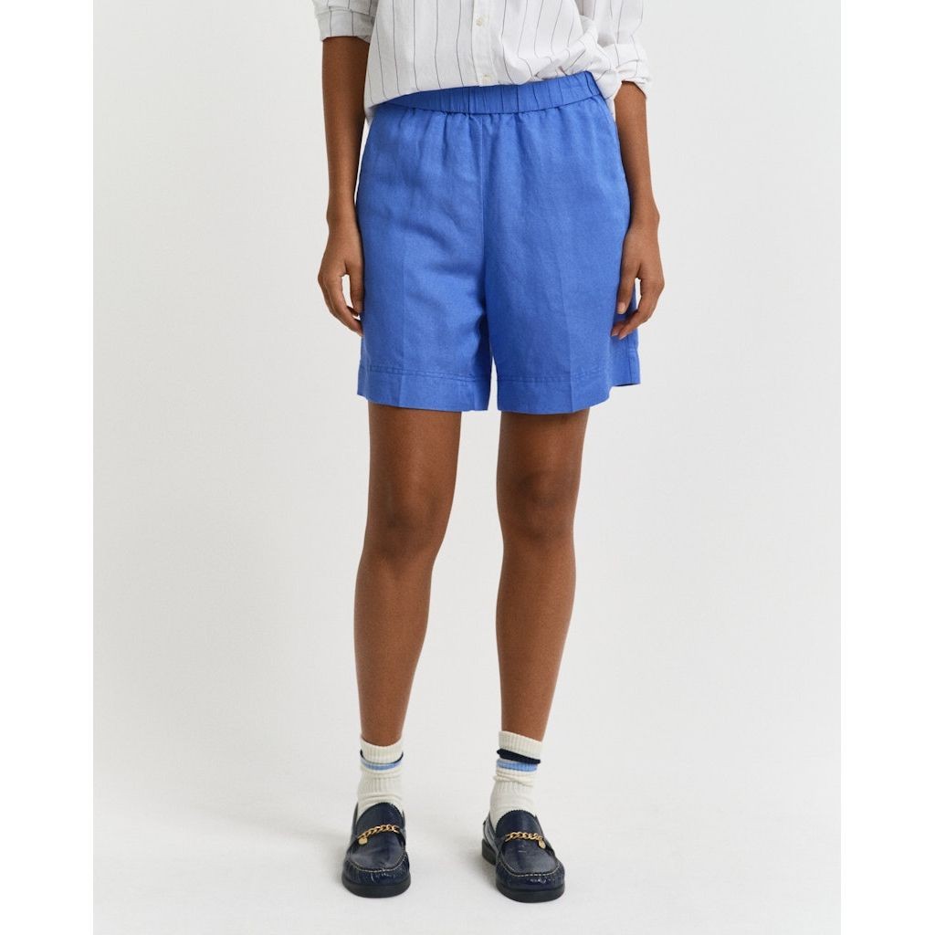 GANT Šortai moterims, Mėlyna, Rel linen blend shorts 4