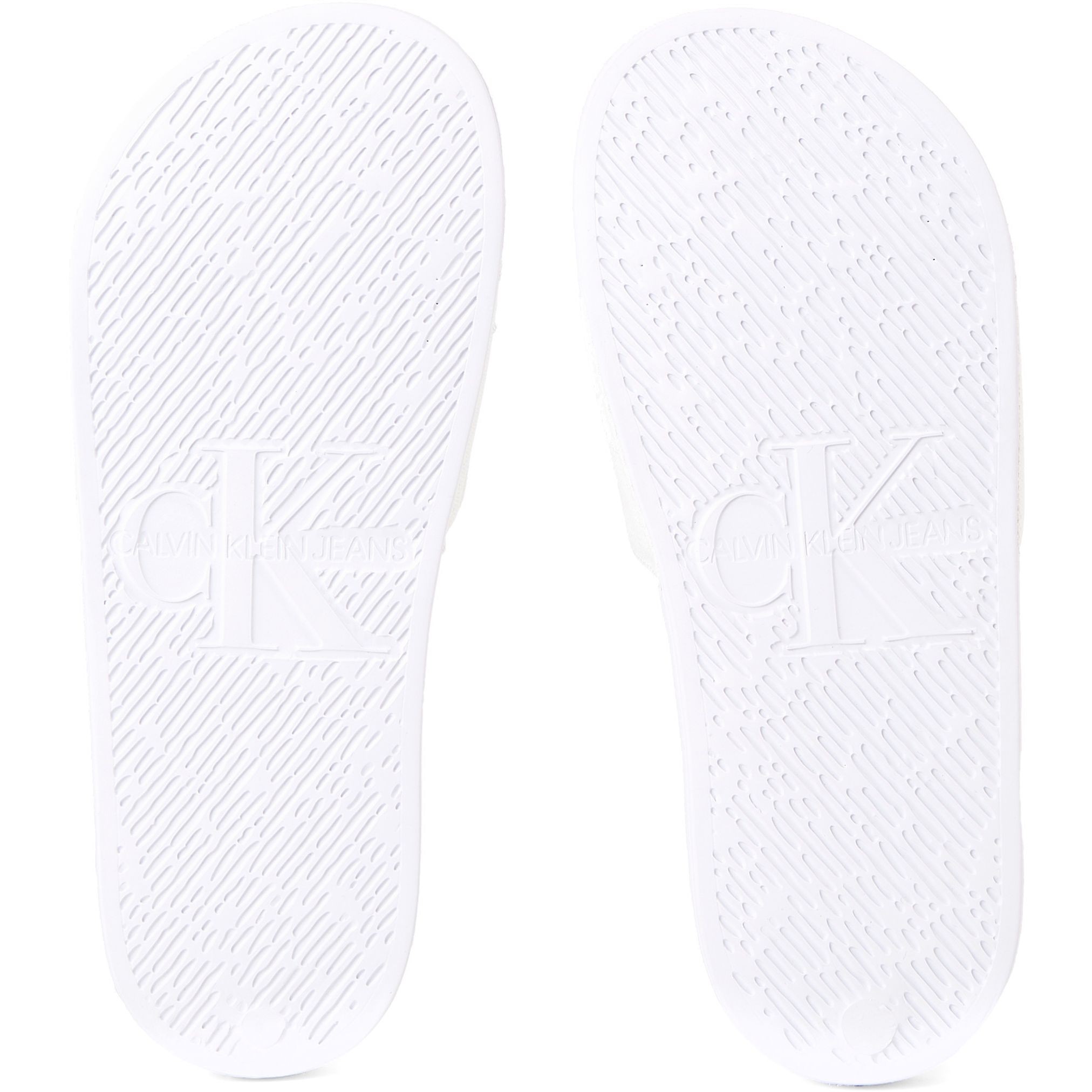 CALVIN KLEIN JEANS Guminės šlepetės moterims, Balta, Slide monogram POP 5