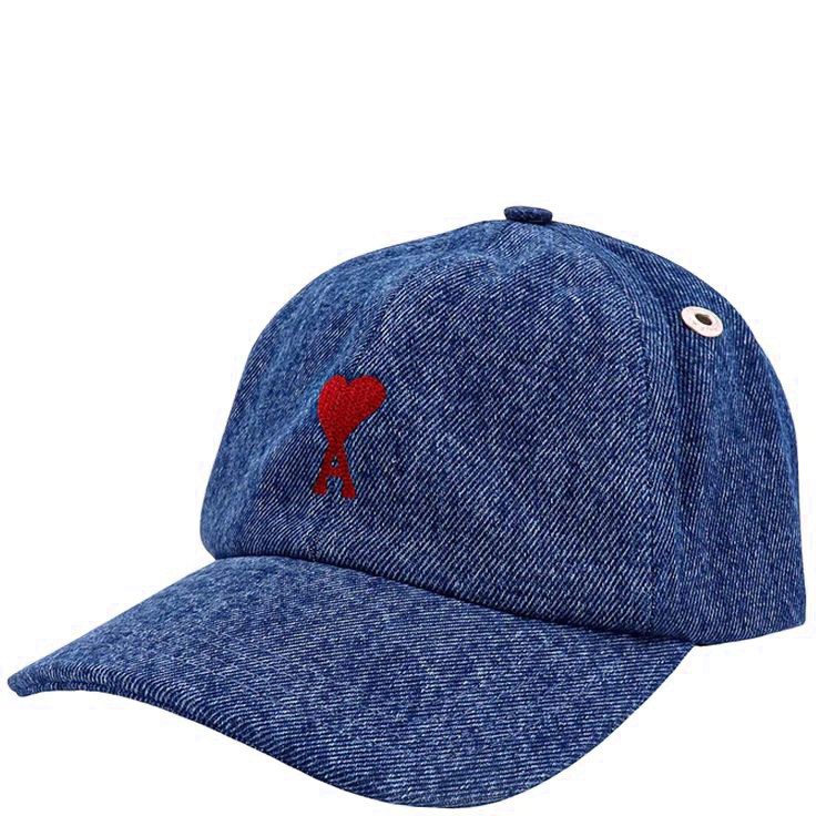 AMI PARIS Kepurė, Mėlyna, Red adc embroidery cap 2