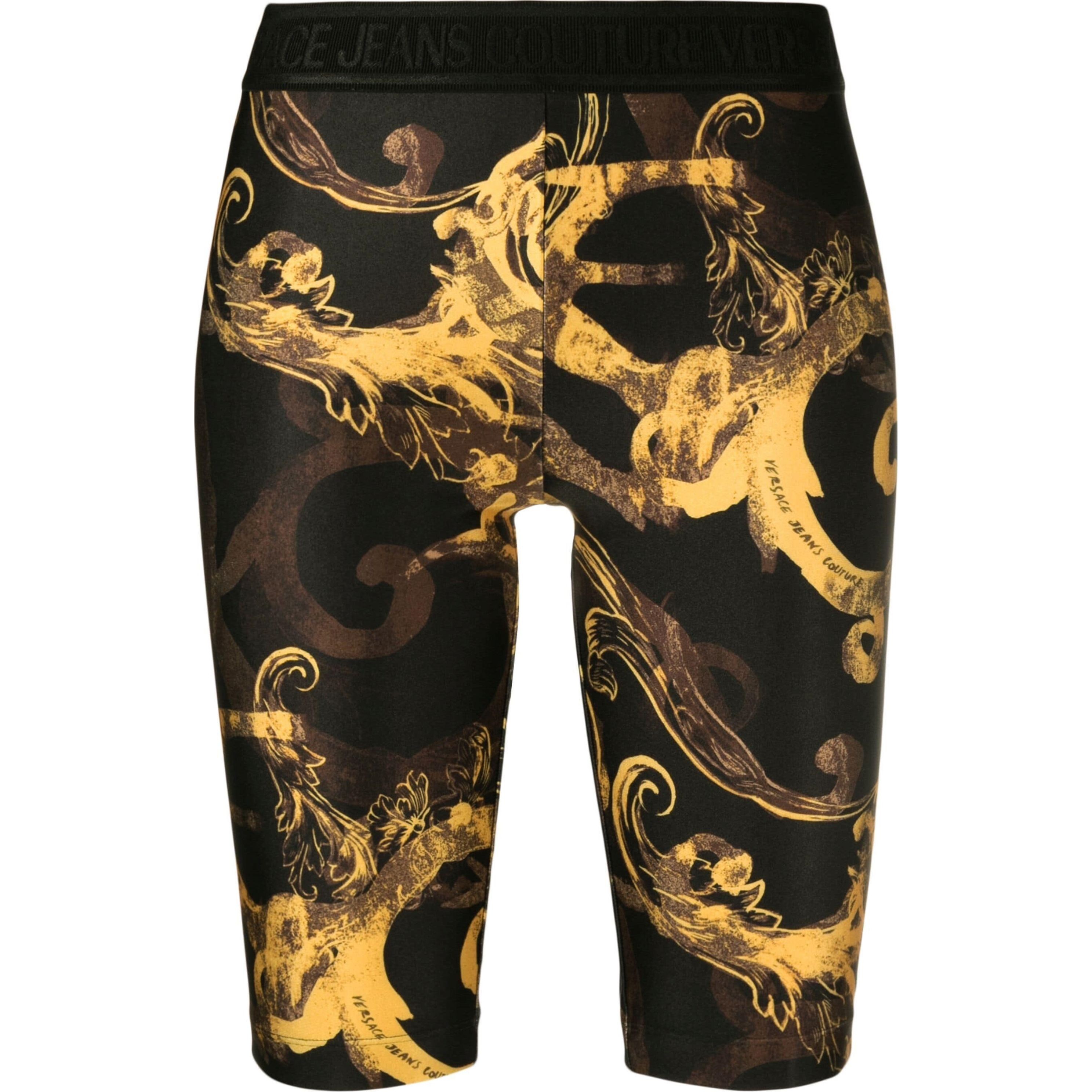 VERSACE JEANS CUTURE Šortai , Juoda, Barocco print cycling shorts