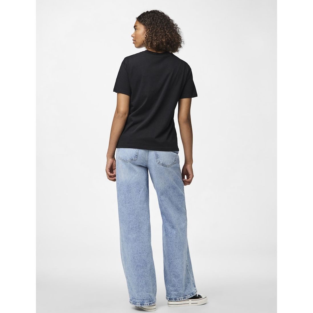 PIECES Marškinėliai moterims, Juoda, Ria solid tee 6