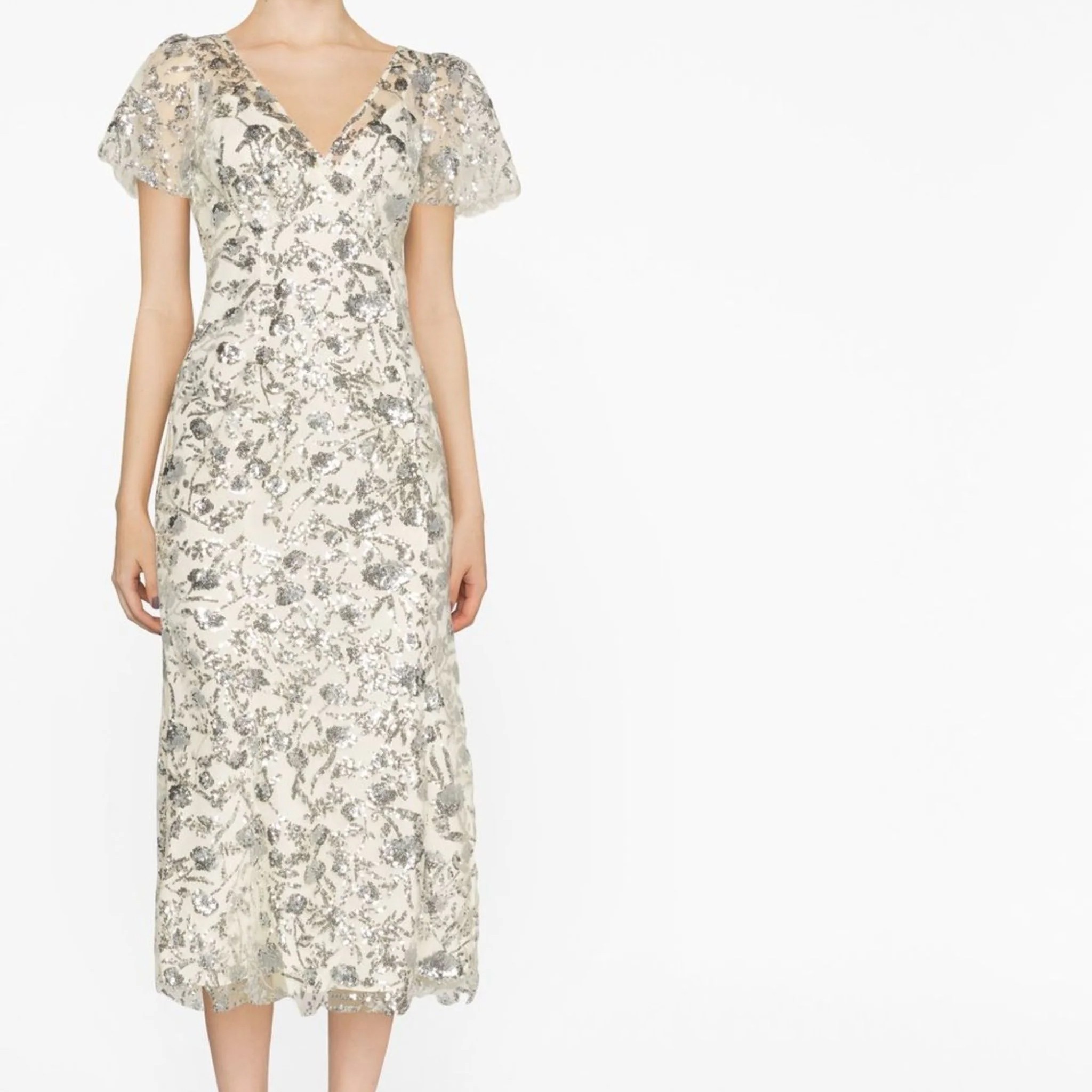 SELF PORTRAIT Midi suknelė moterims, Kūno, Champagne sequinned midi dress 2