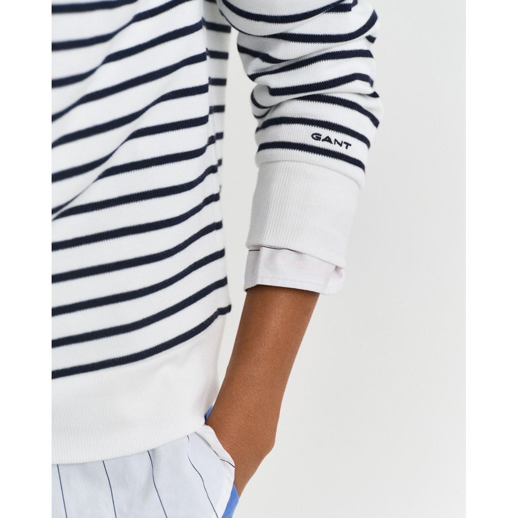 GANT Megztinis moterims, Balta, Breton rib half zip 4