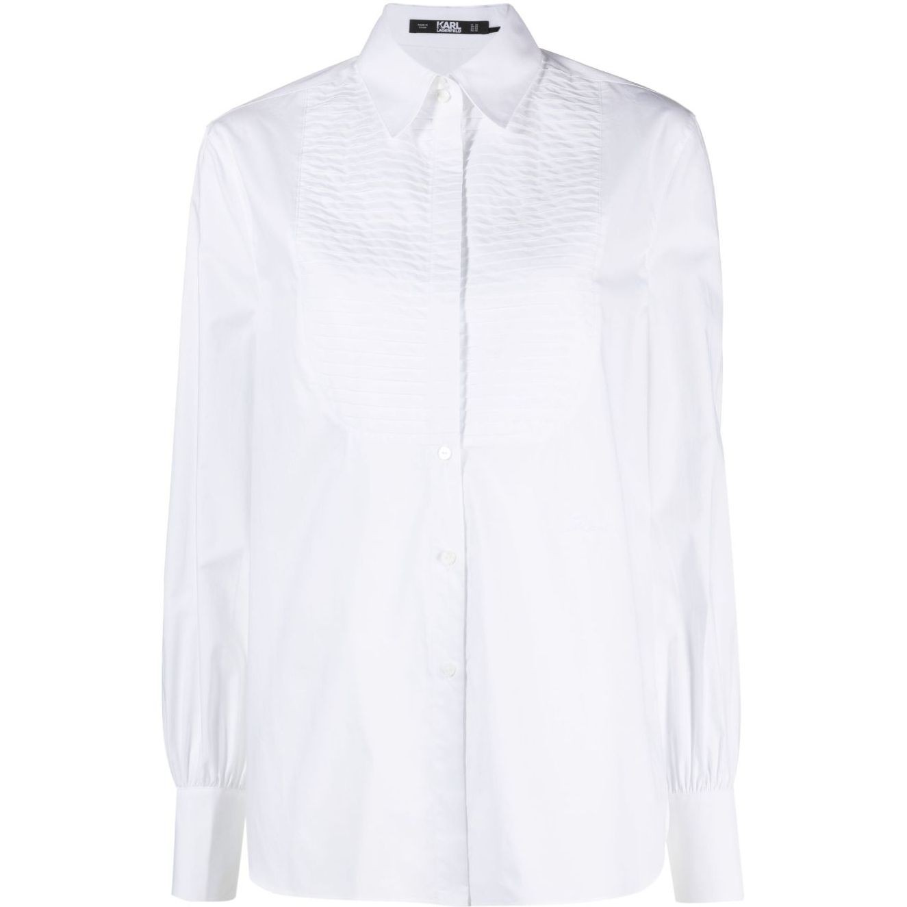 KARL LAGERFELD Marškiniai ilgomis rankovėmis moterims, Balta, Bib shirt monogram necktie 1