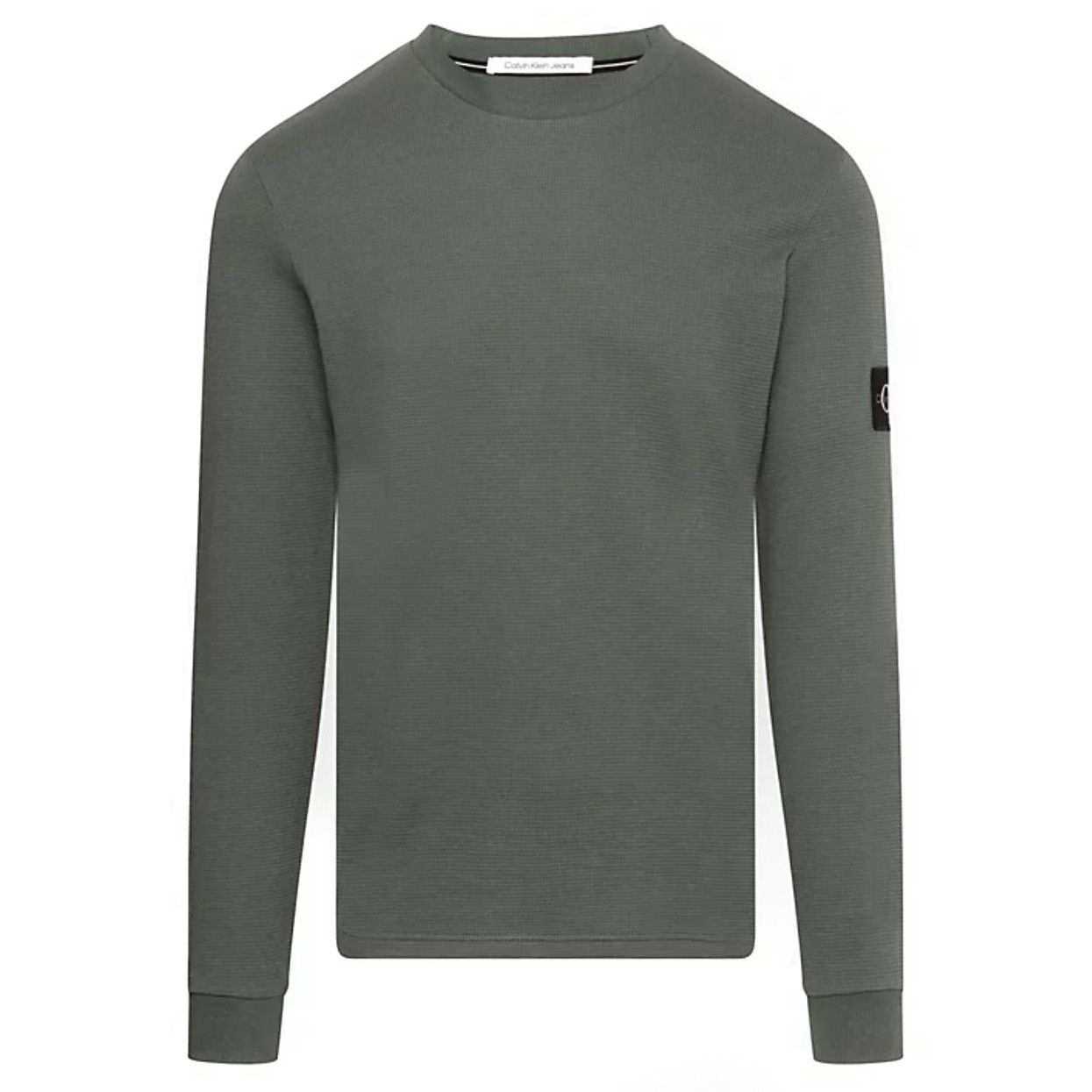 CALVIN KLEIN JEANS Marškinėliai ilgom. rankovėmis vyrams, Žalia, Waffle ls tee 1