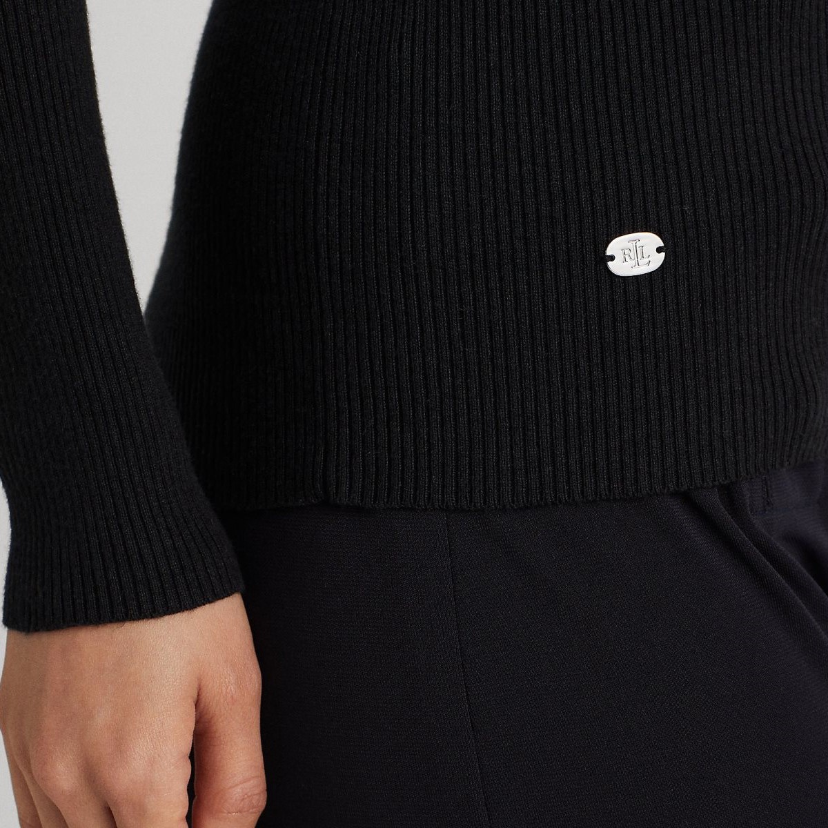 LAUREN RALPH LAUREN Megztinis moterims, Juoda, Amanda long sleeve sweater 4