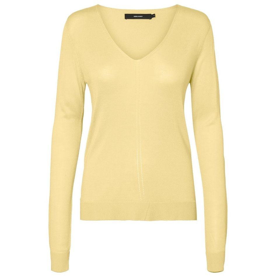 VERO MODA Megztinis moterims, Geltona, VMLINA LS V-NECK 1