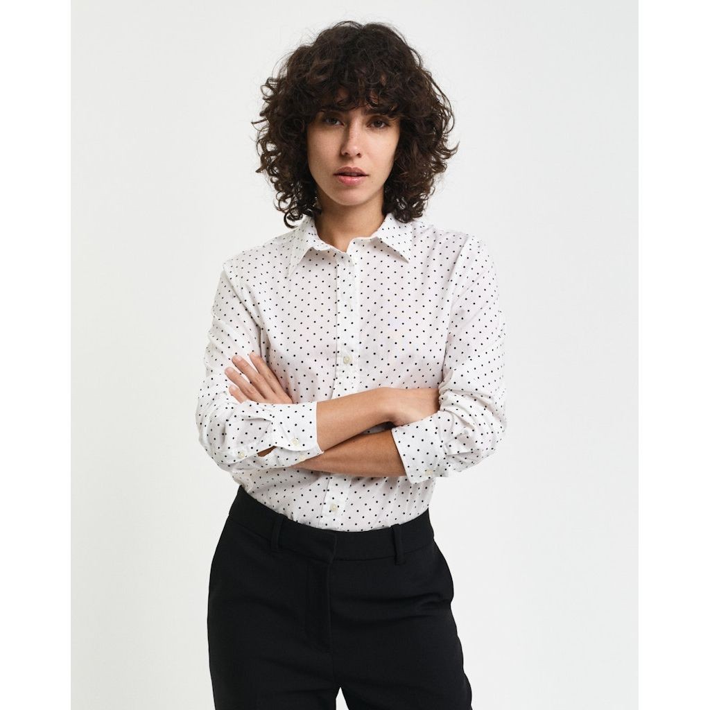 GANT Marškiniai ilgomis rankovėmis moterims, Smėlio, Reg dot print voile shirt 2