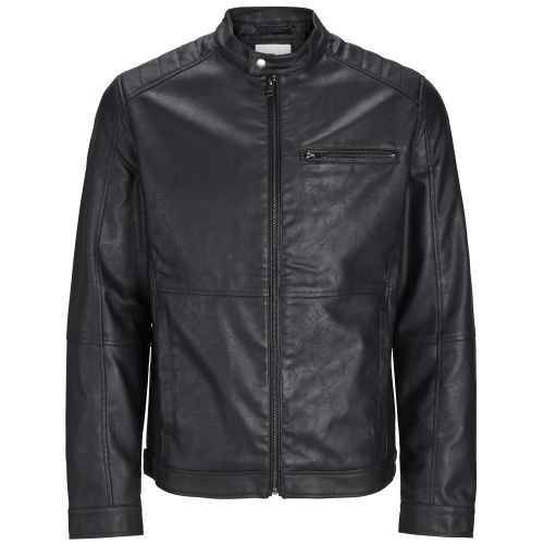 JACK & JONES Odinė striukė vyrams, Juoda, Dylan pu 1