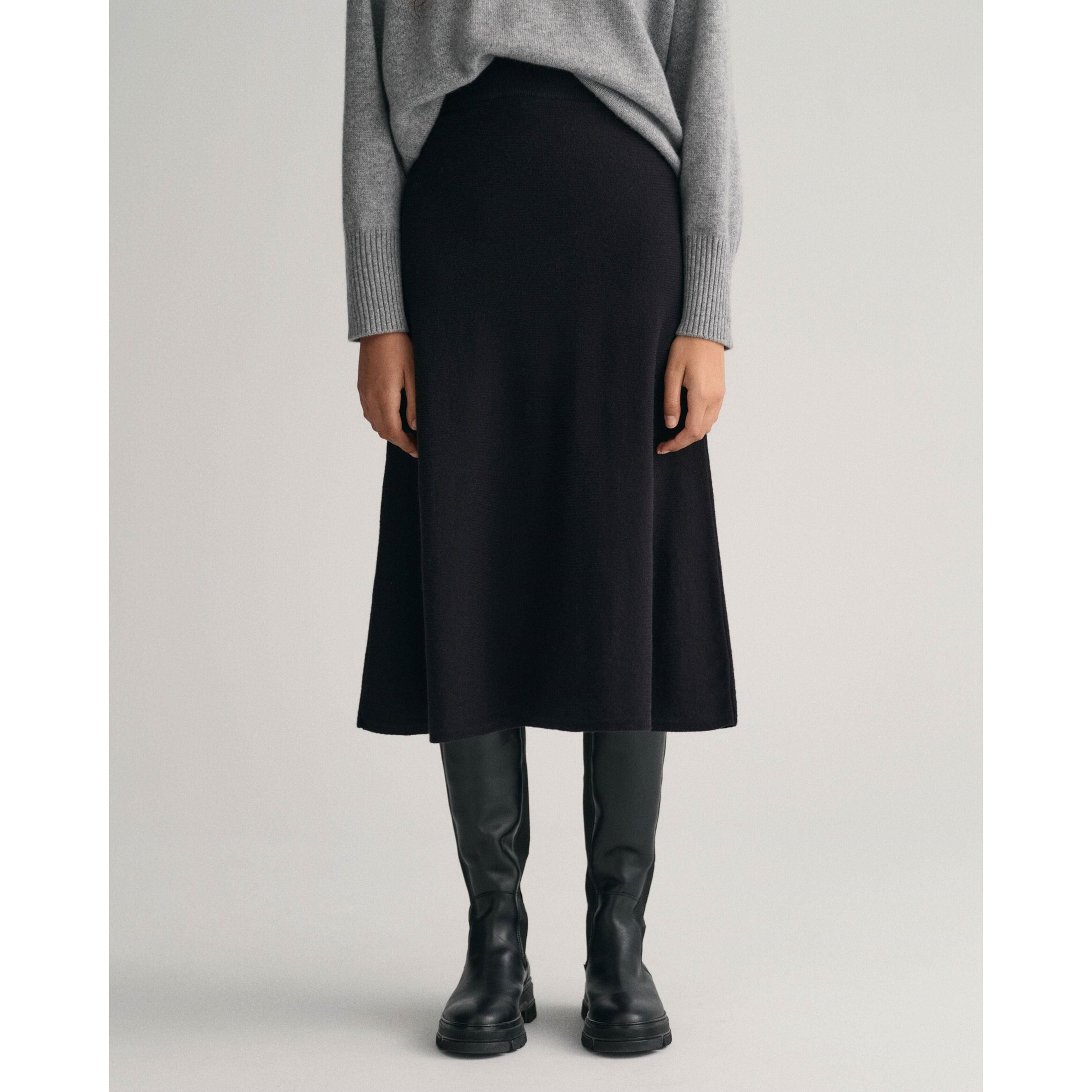 GANT Midi sijonas moterims, Juoda, SUPERFINE 2