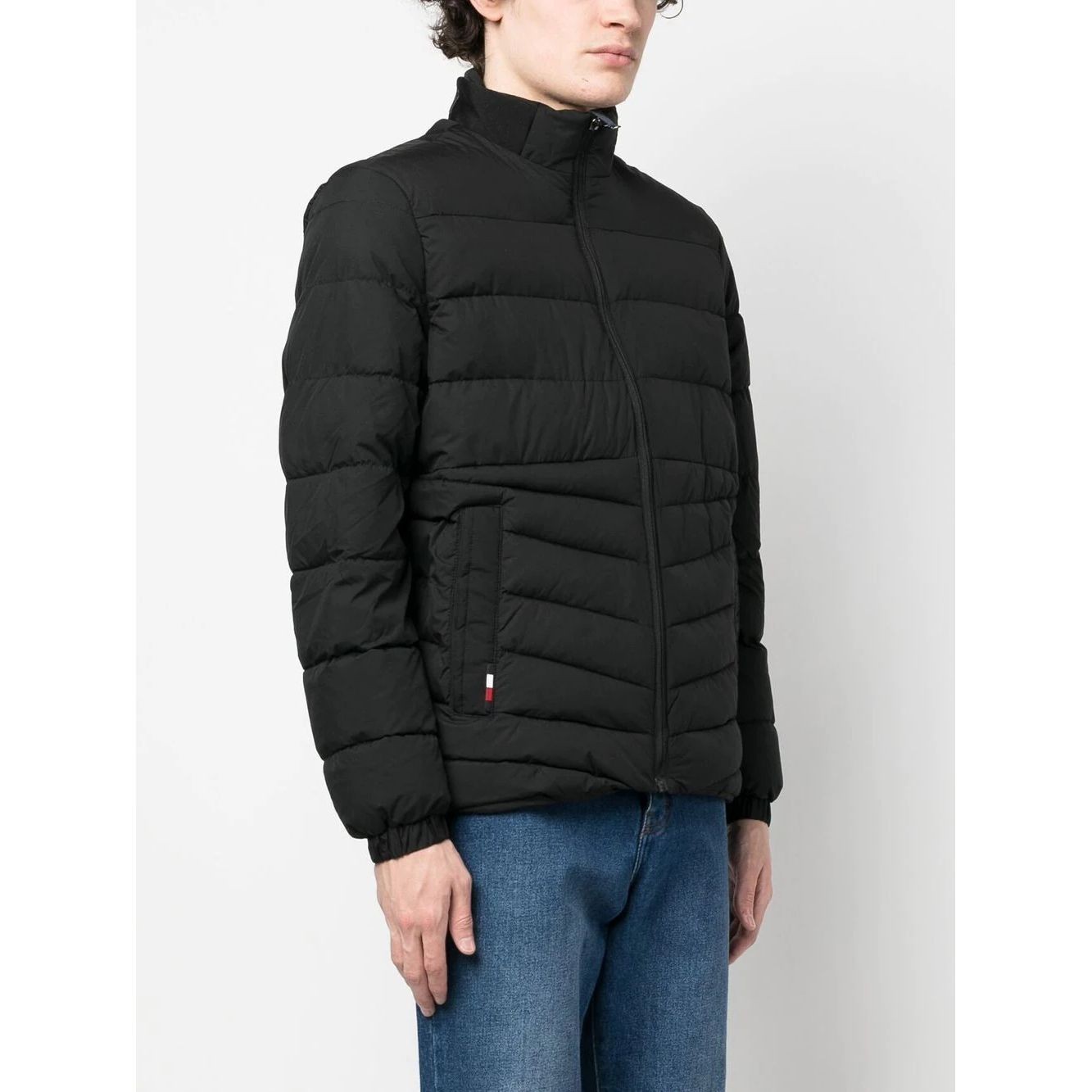 TOMMY HILFIGER Lengva striukė vyrams, Juoda, Branded stand collar jacket 3