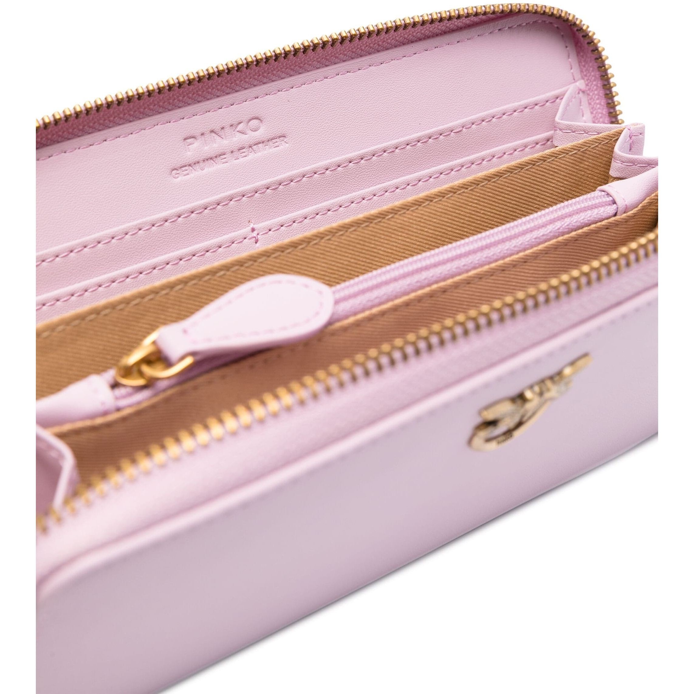 PINKO Piniginė moterims, Rožinė, Love birds leather wallet 3