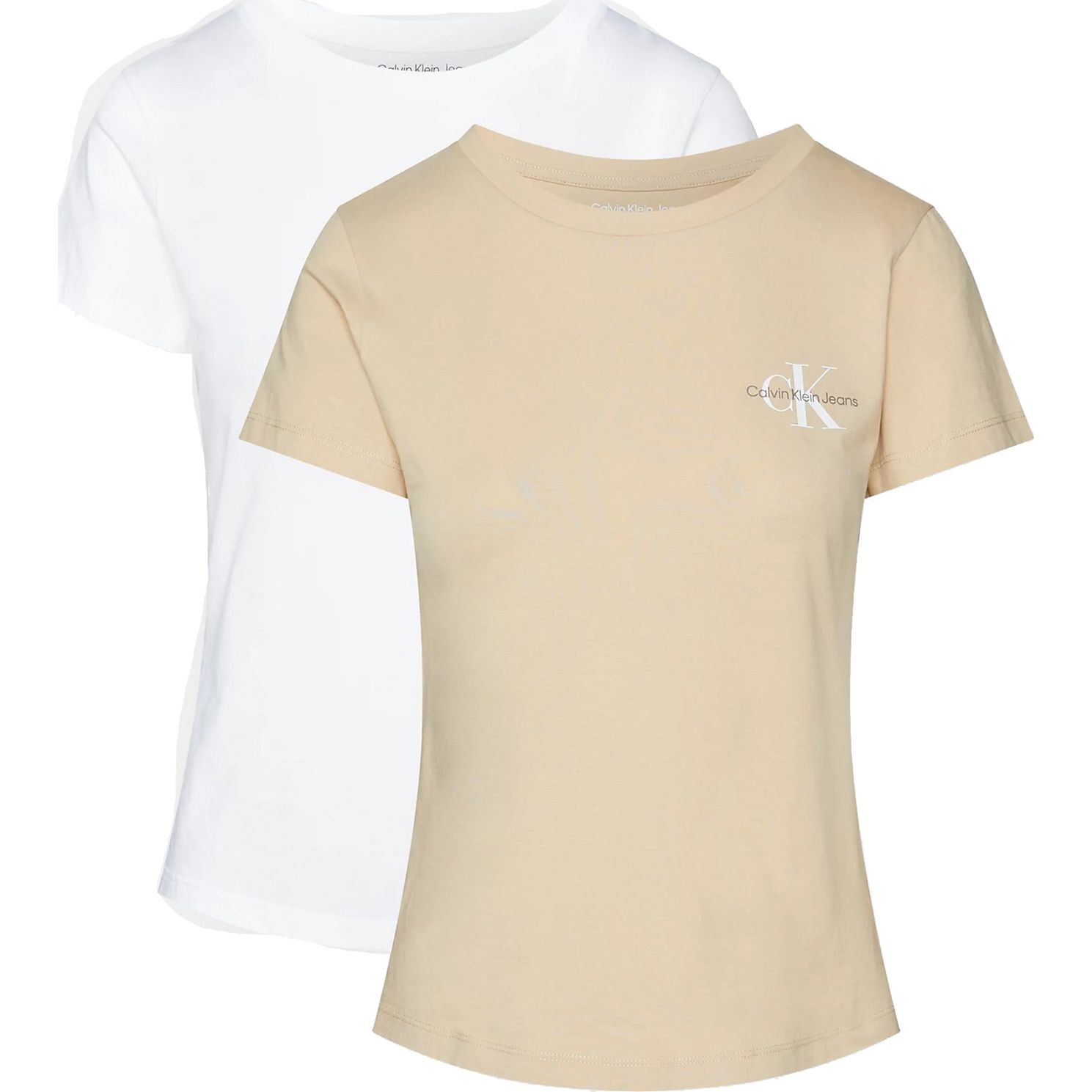 CALVIN KLEIN JEANS Marškinėliai trump. rankovėmis moterims, Smėlio, S/s t-shirt