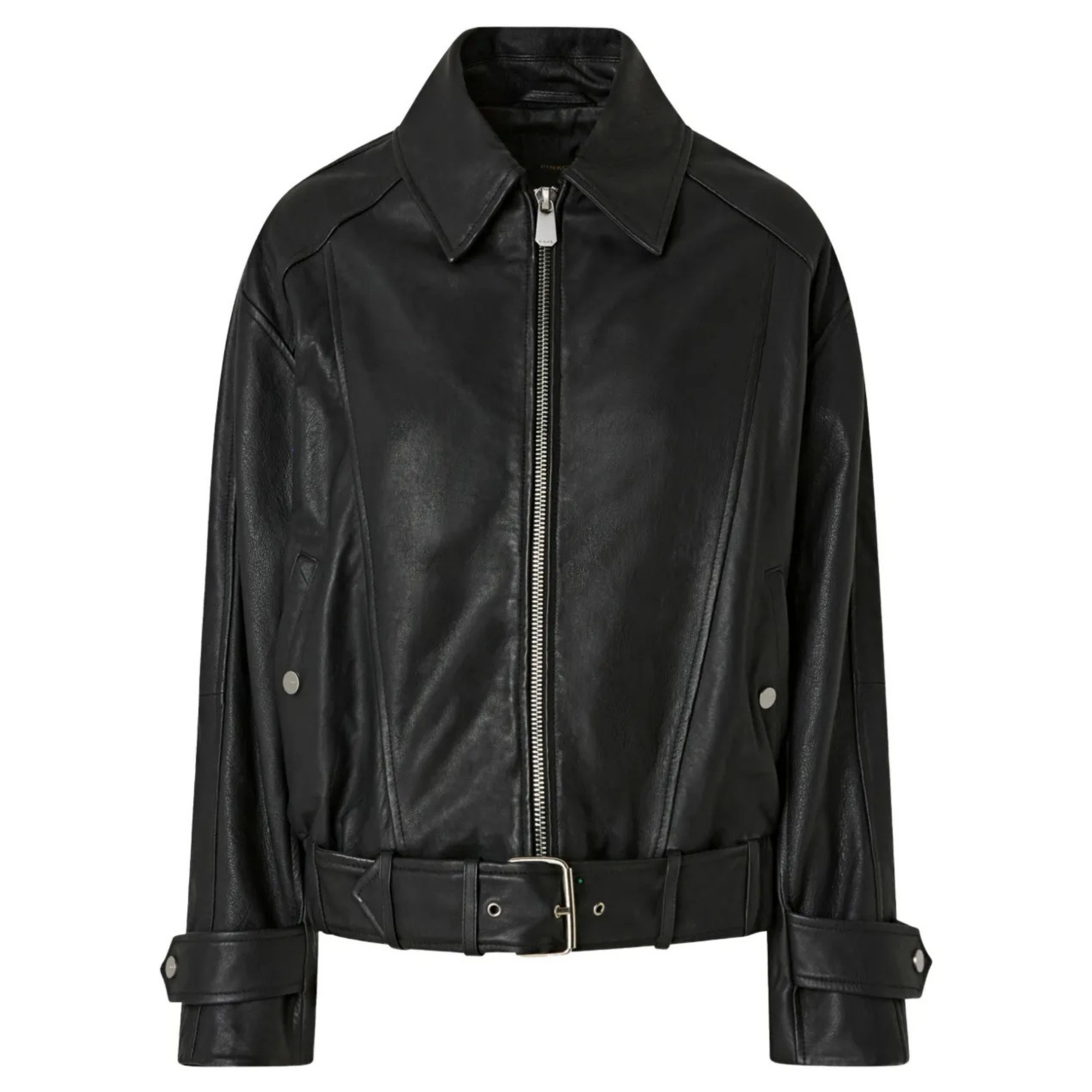 PINKO Odinė striukė moterims, Juoda, Guanciale jacket 1