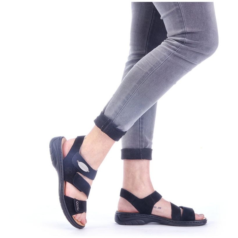 RIEKER Basutės moterims, Juoda, SANDALS 4